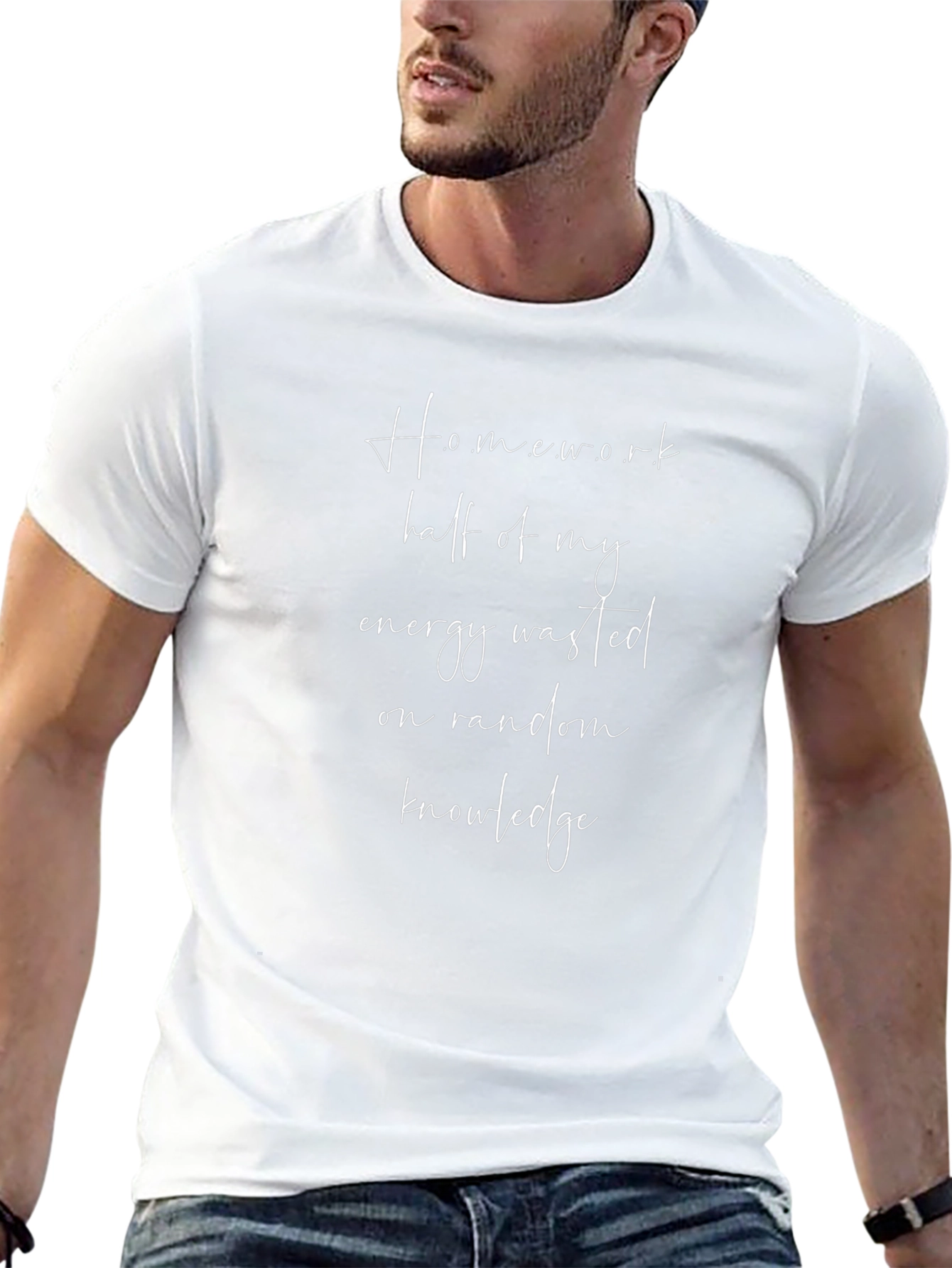 Homework Half Energy Wasted Mens Black Graphic T-Shirt