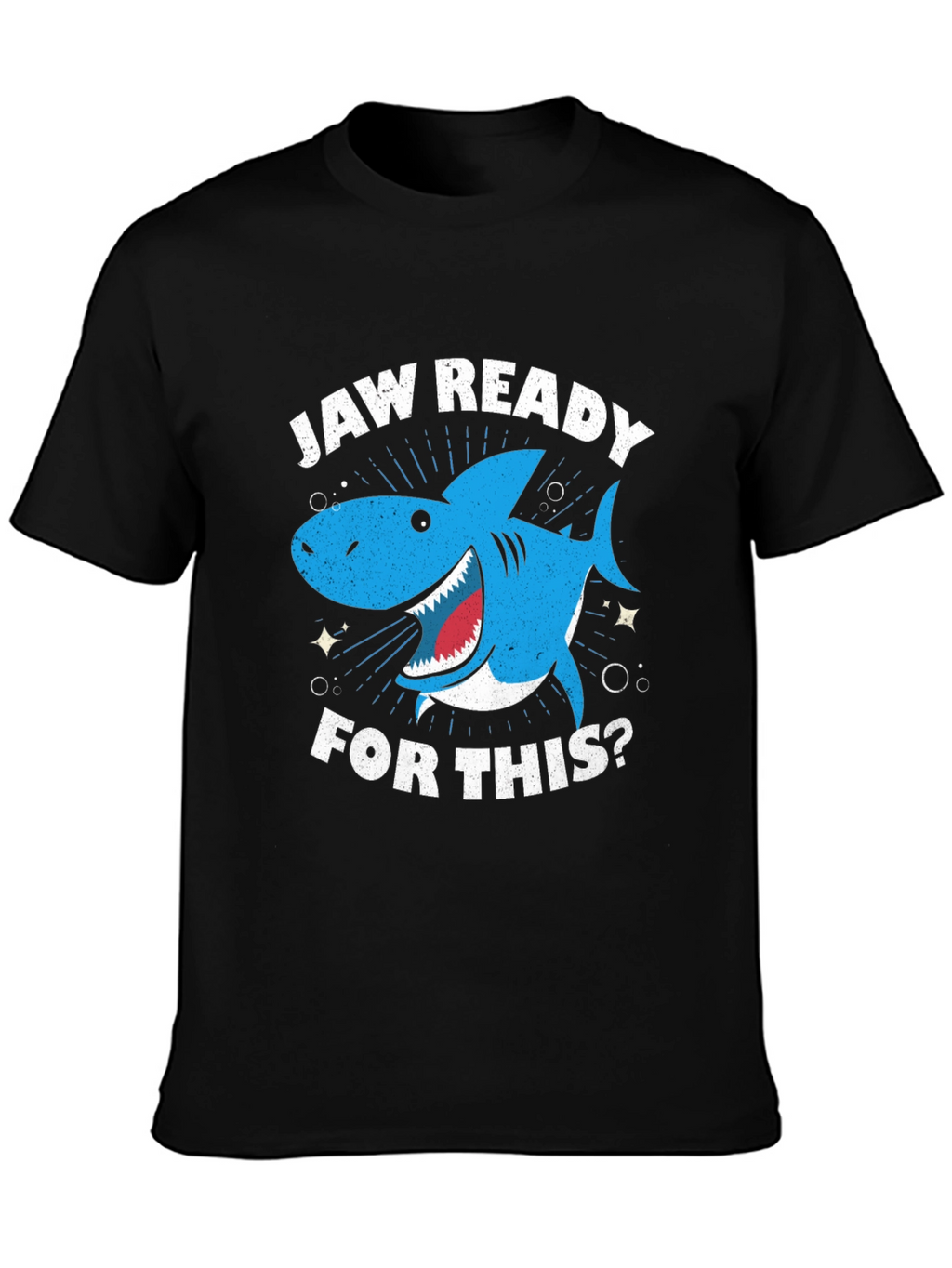 Jaw Ready Shark Graphic Tee - Black Cotton T-Shirt