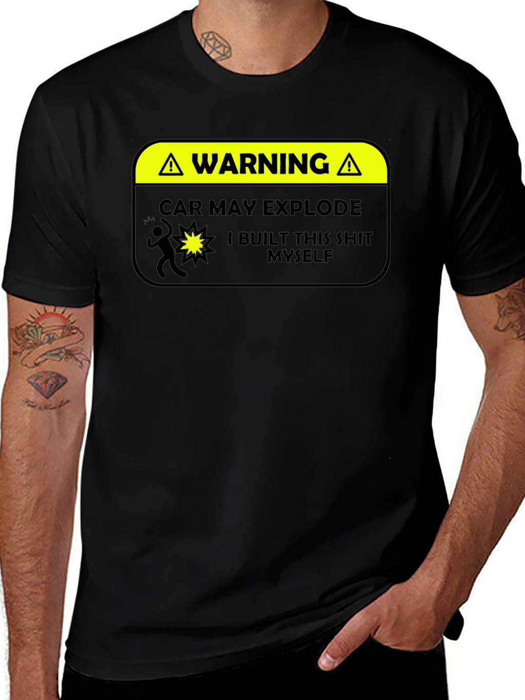 Warning: Car May Explode Funny Graphic T-Shirt