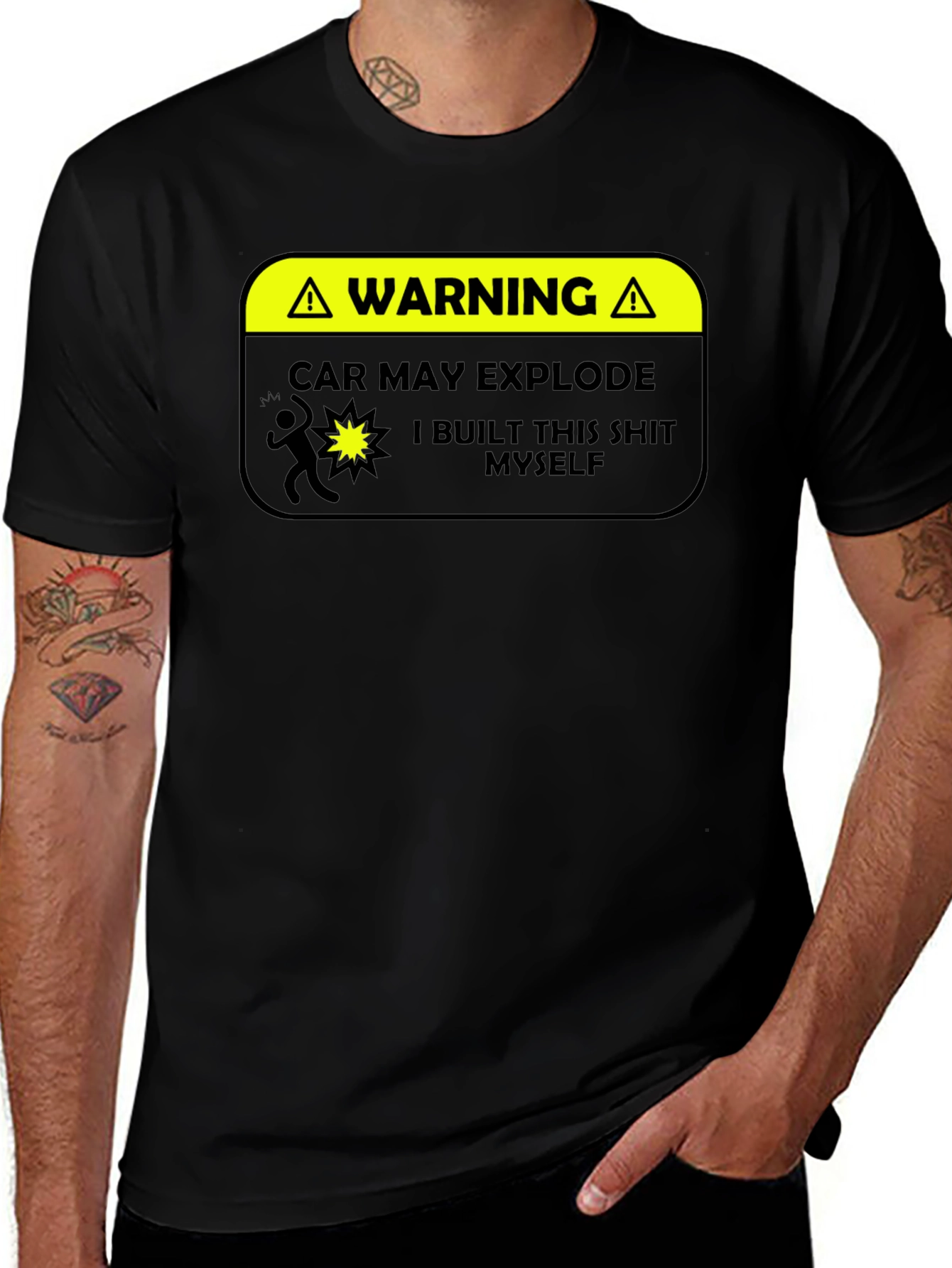 Warning: Car May Explode Funny Graphic T-Shirt