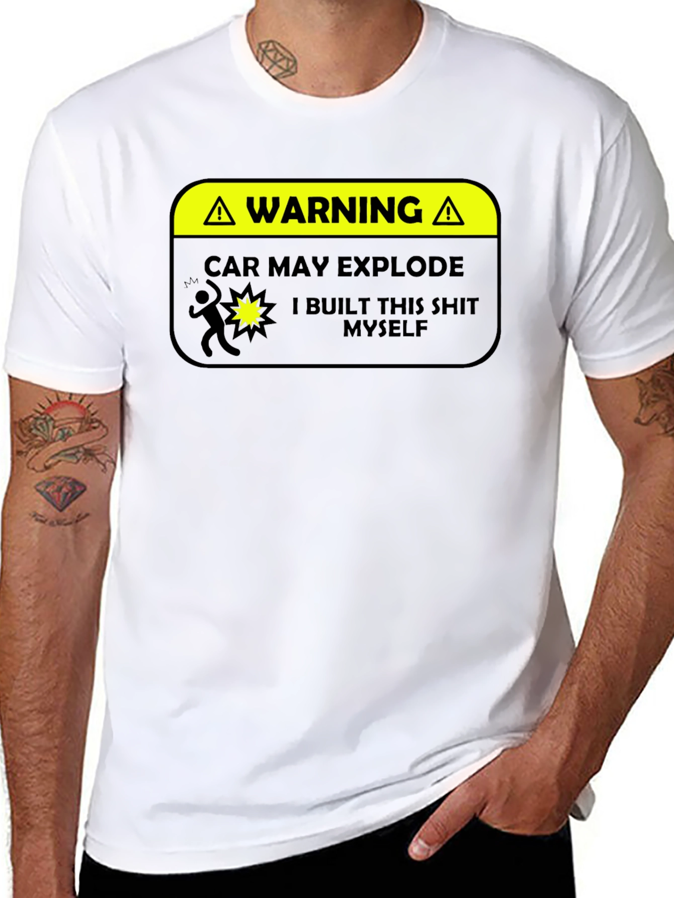 Warning: Car May Explode Funny Graphic T-Shirt