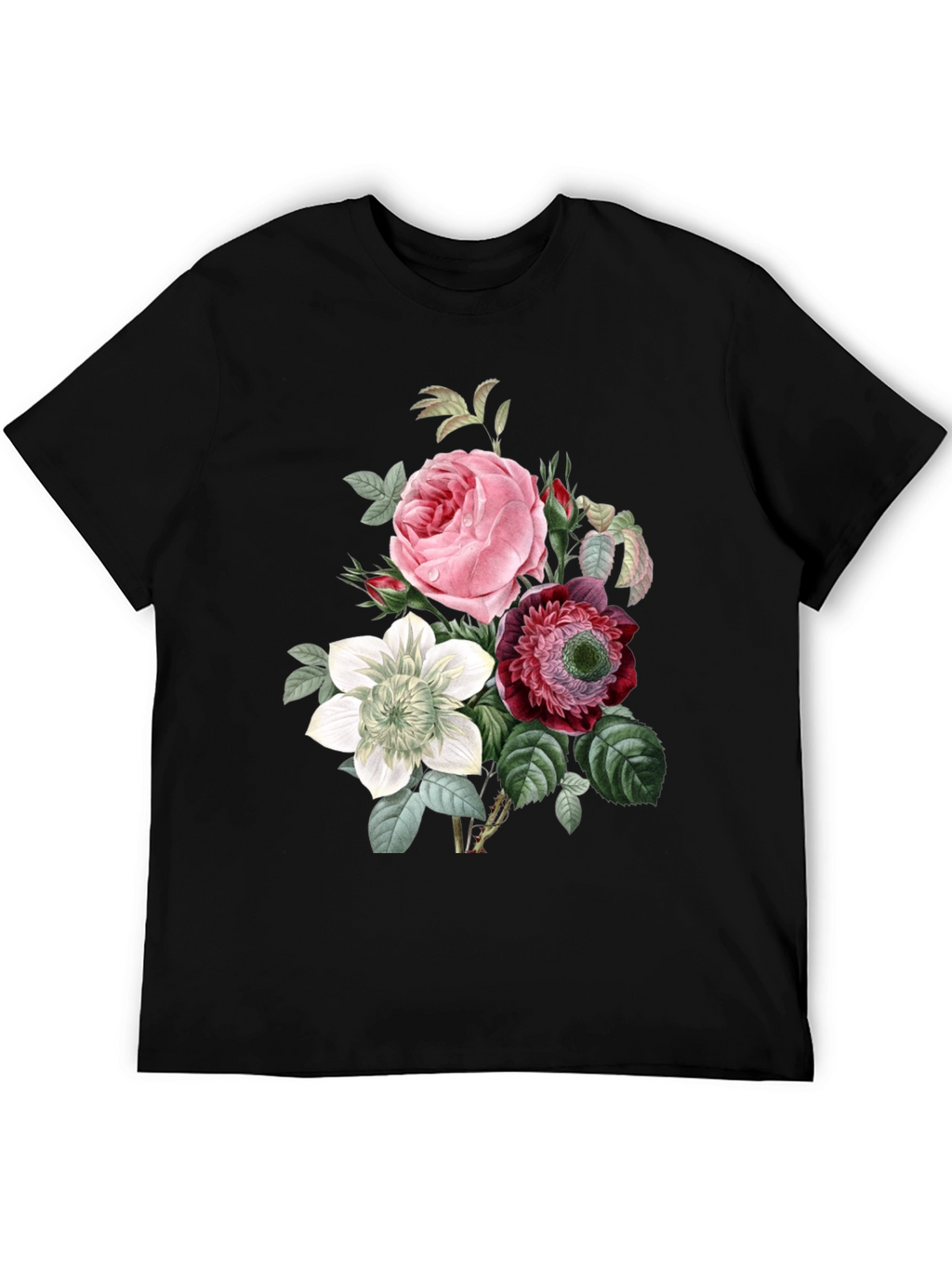 Floral Print Black T-Shirt