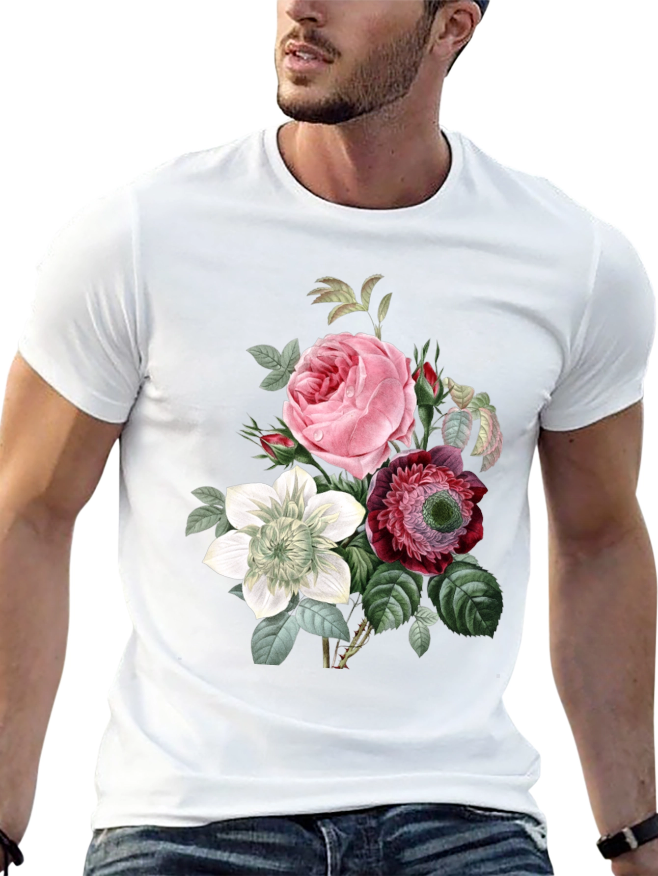 Floral Print Black T-Shirt