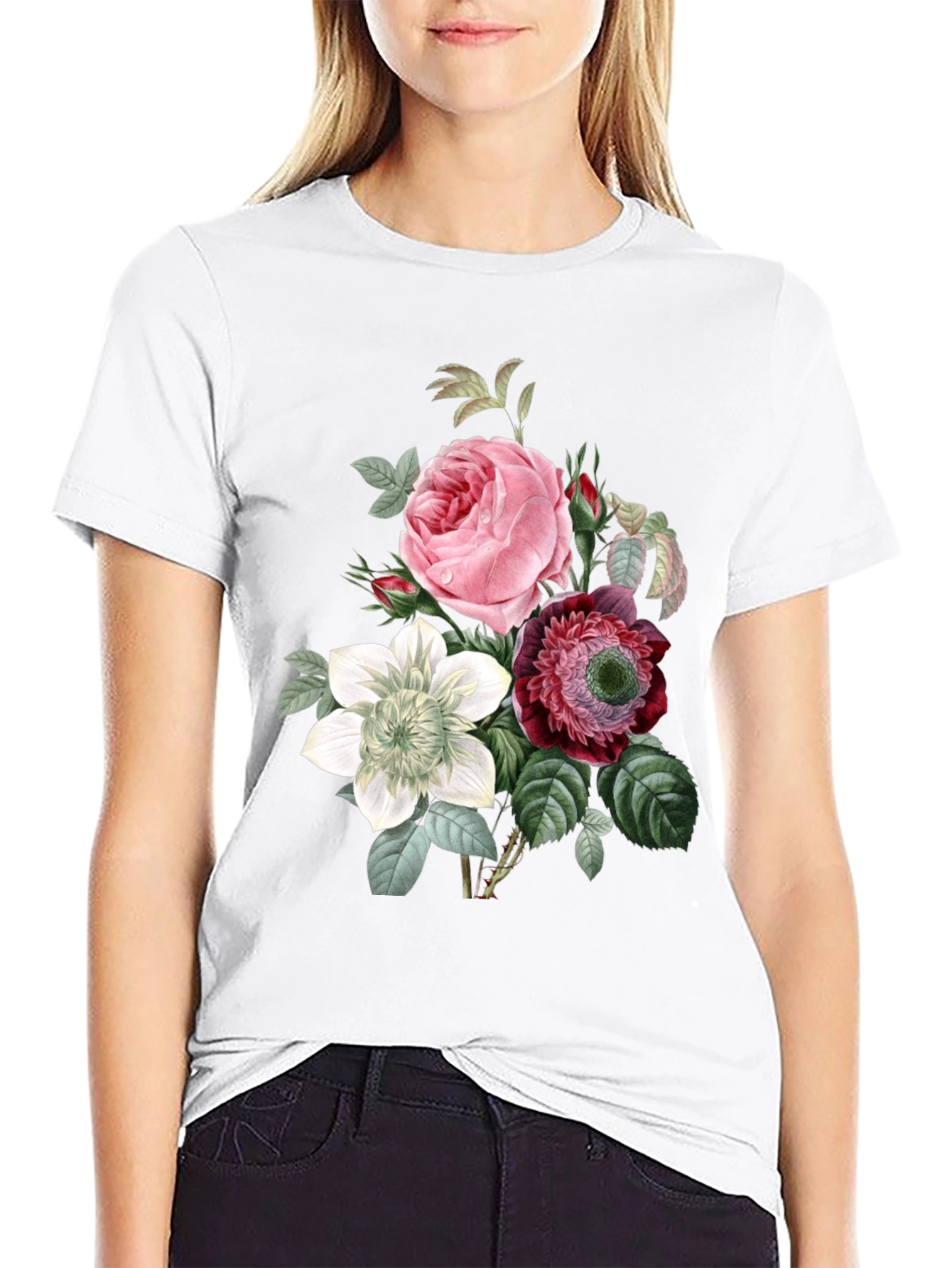 Floral Print Black T-Shirt