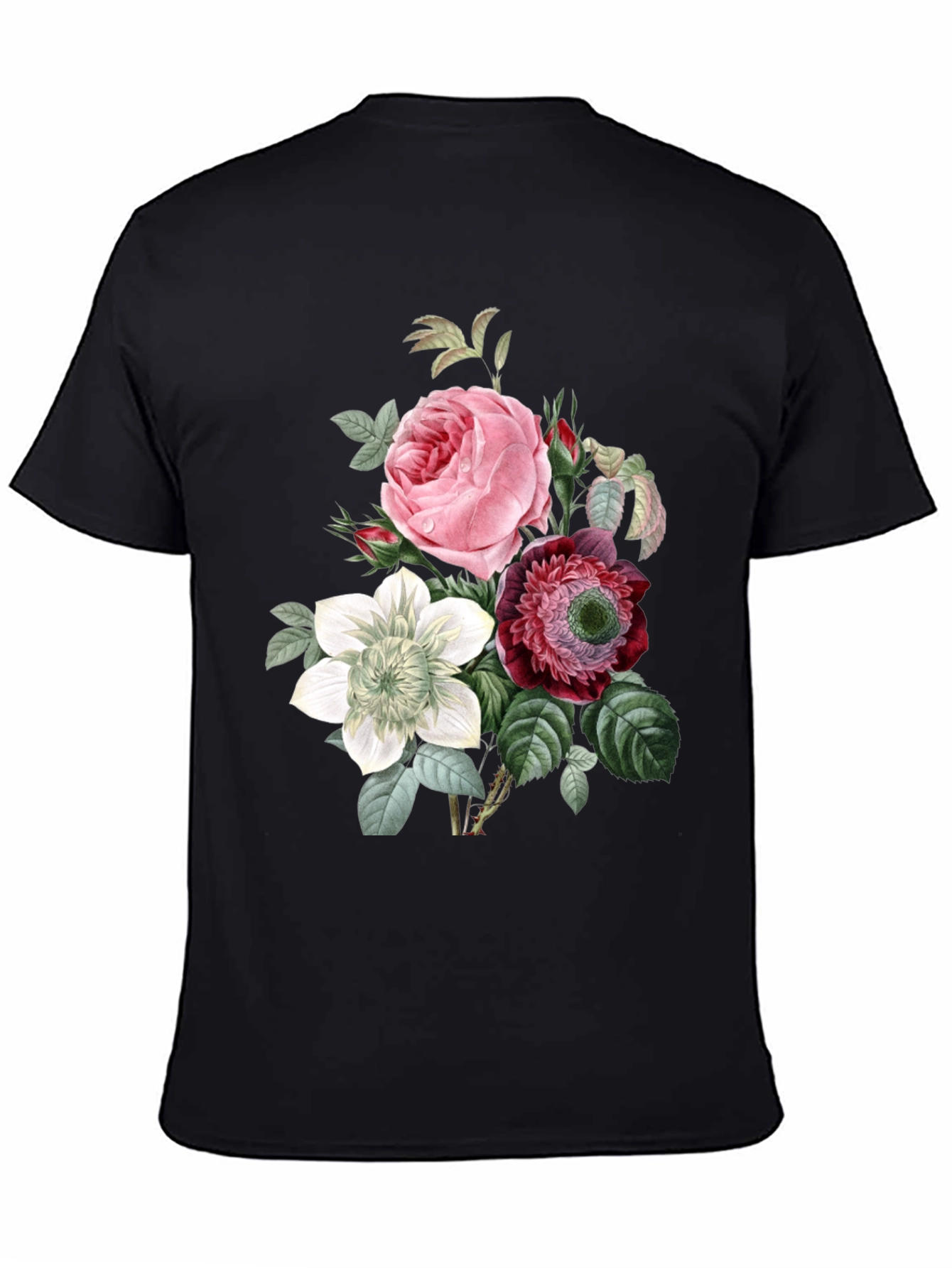 Floral Print Black T-Shirt