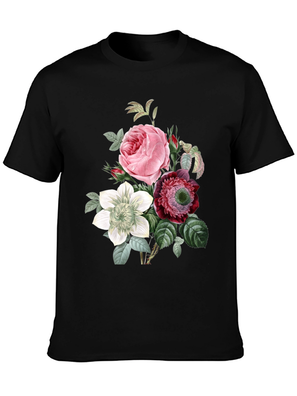 Floral Print Black T-Shirt