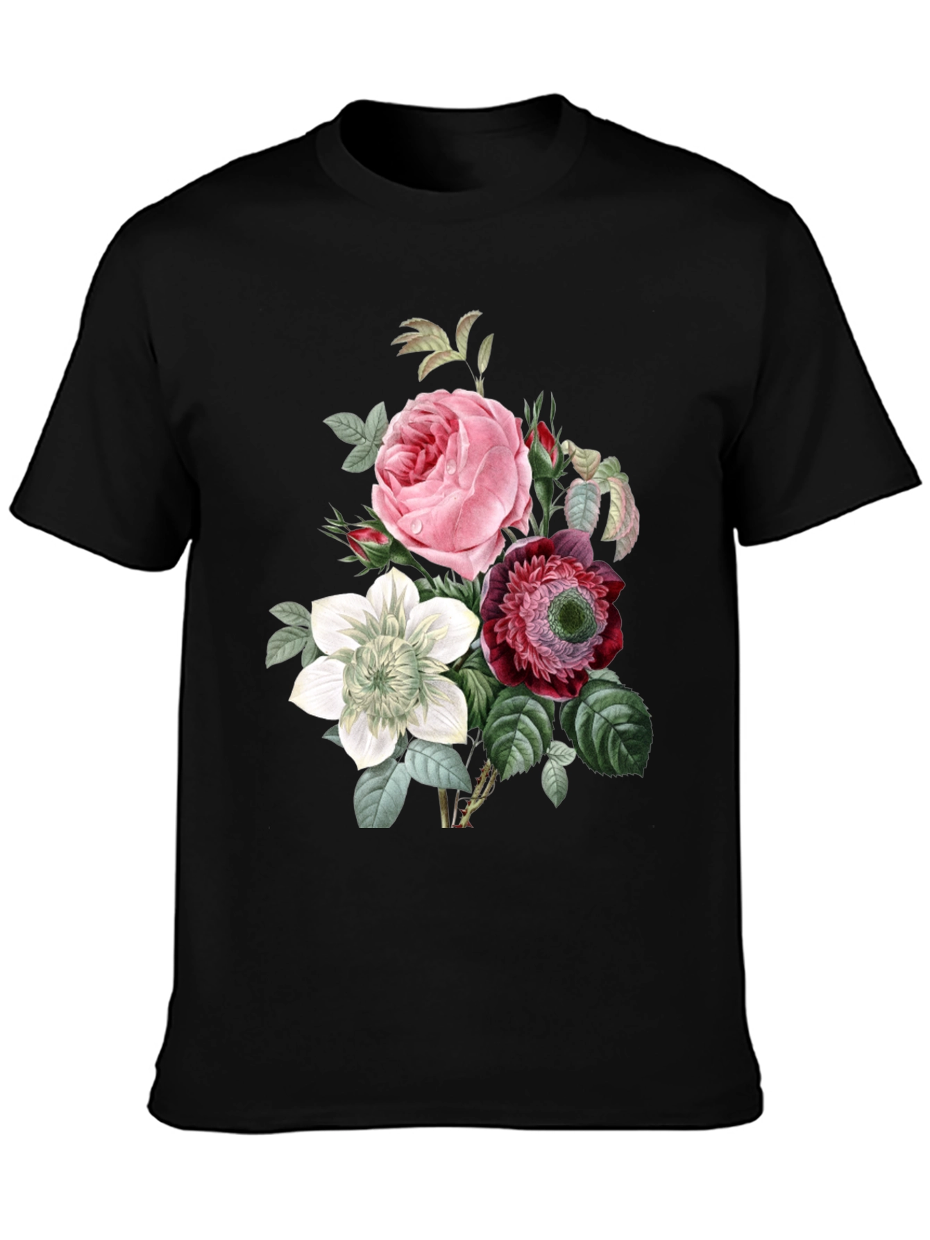 Floral Print Black T-Shirt