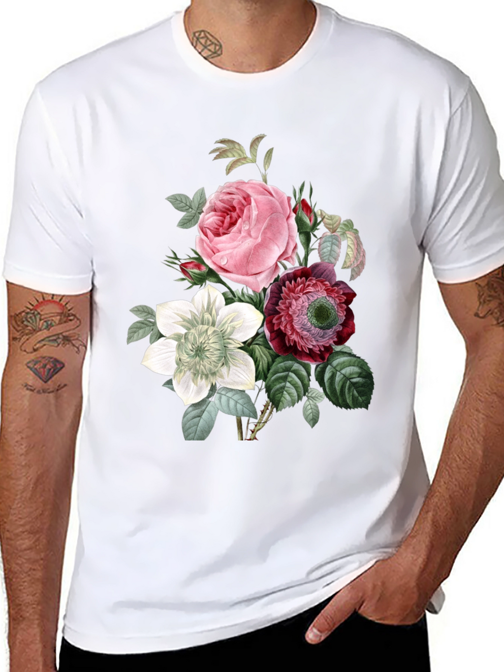 Floral Print Black T-Shirt
