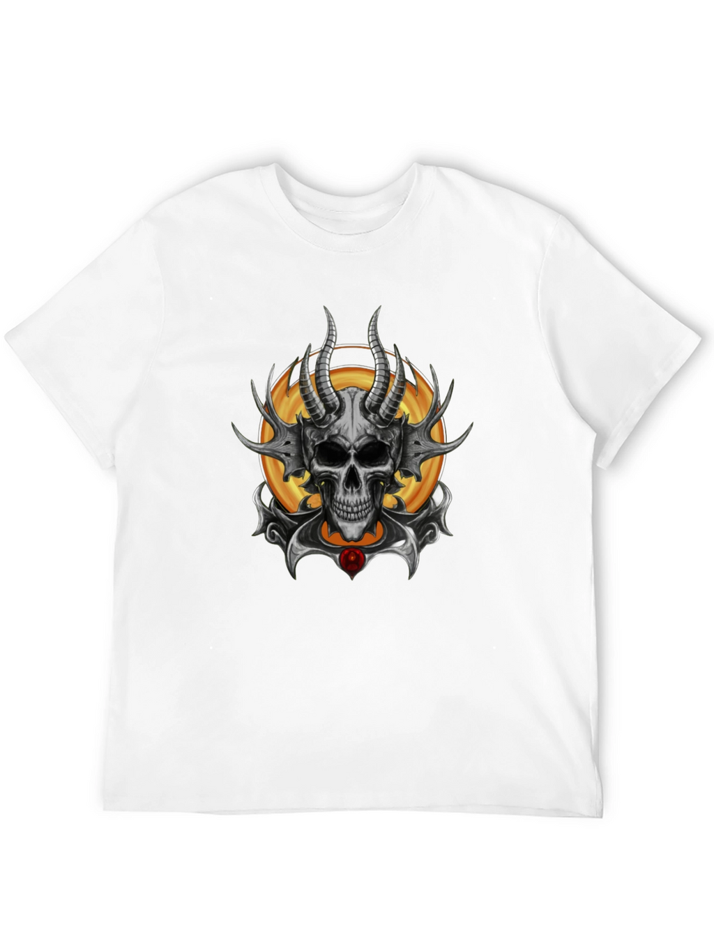Skull Horned Graphic Tee - Mens Black T-Shirt