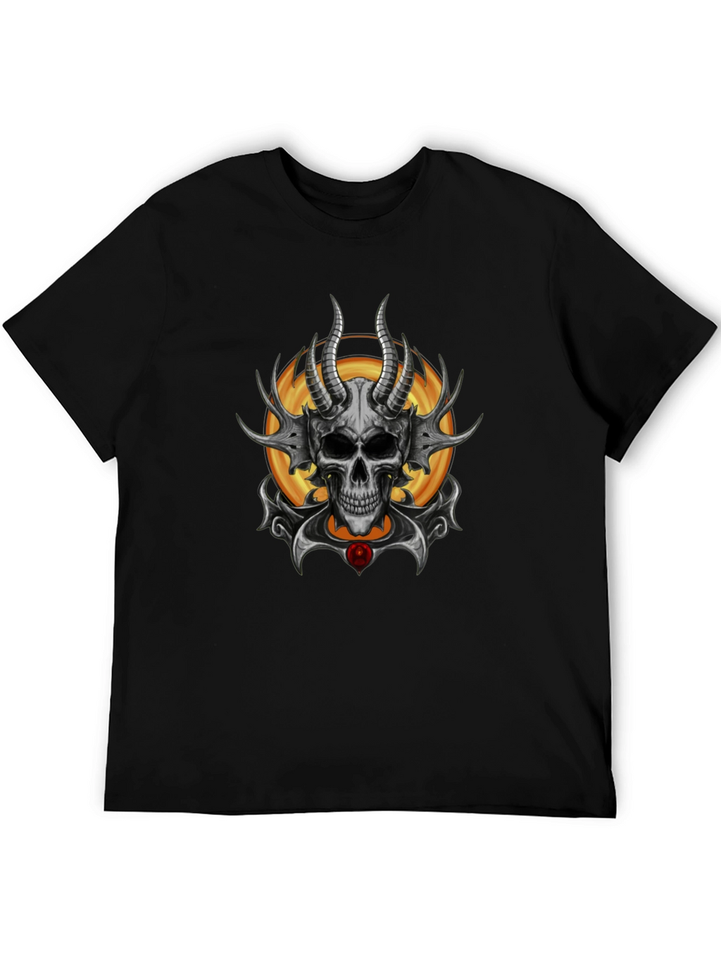 Skull Horned Graphic Tee - Mens Black T-Shirt