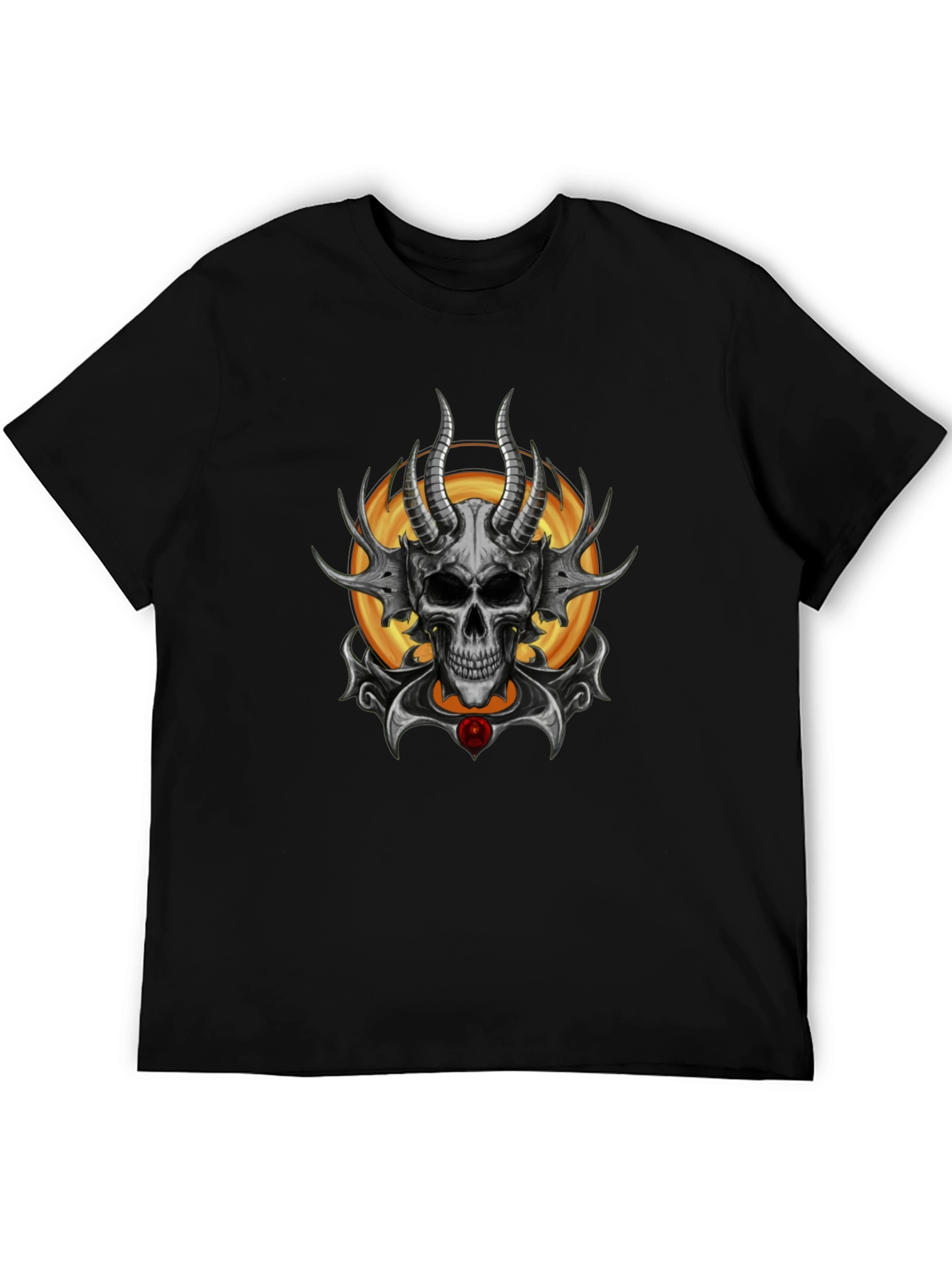 Skull Horned Graphic Tee - Mens Black T-Shirt