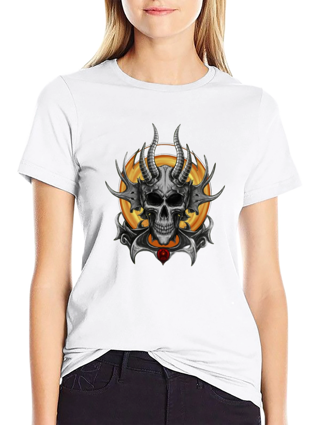 Skull Horned Graphic Tee - Mens Black T-Shirt