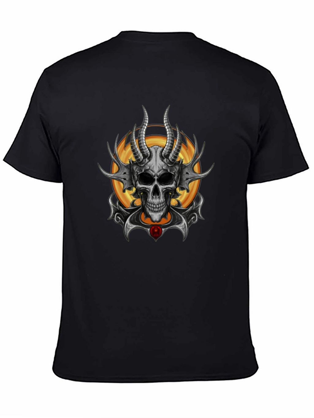 Skull Horned Graphic Tee - Mens Black T-Shirt