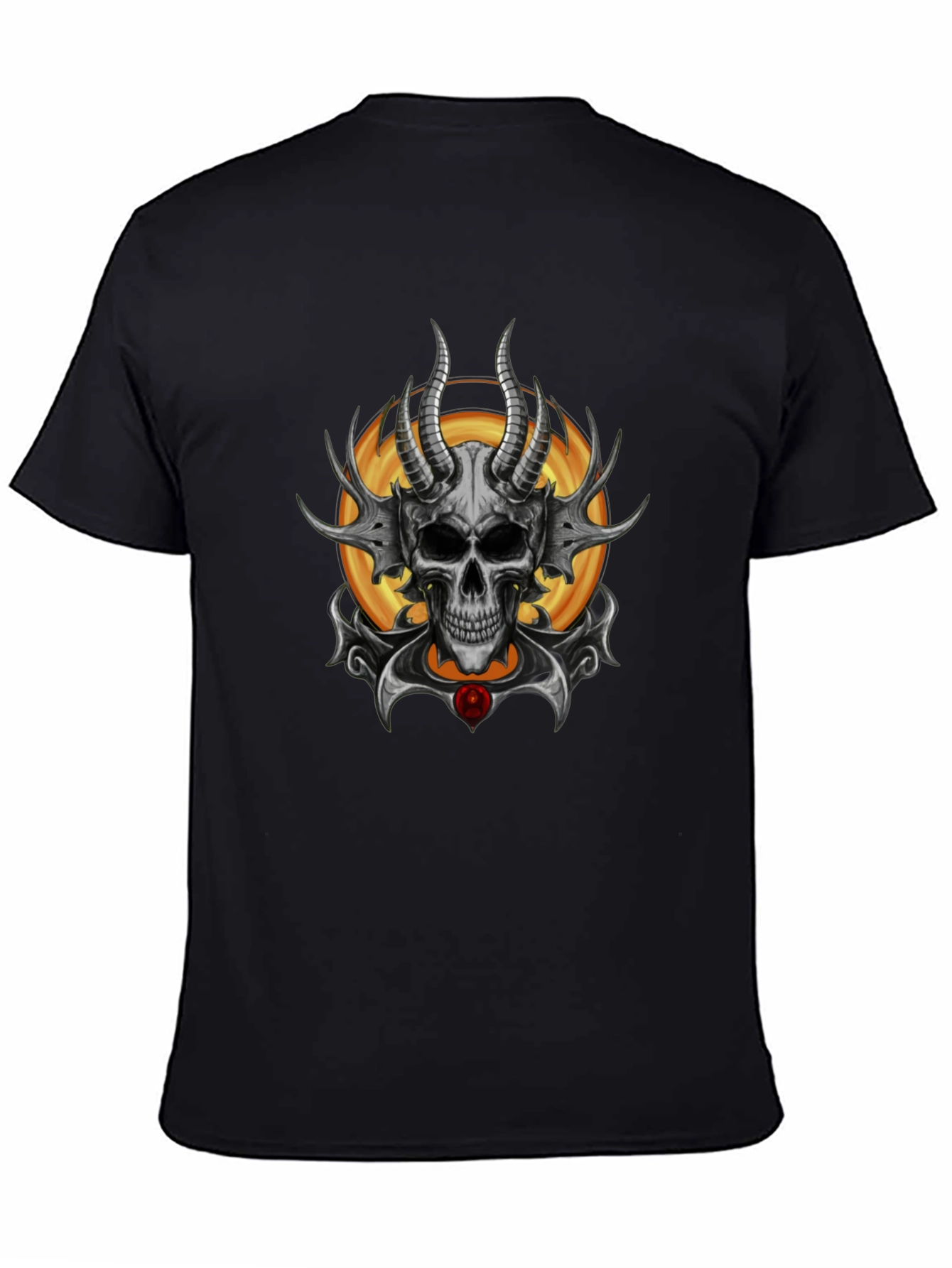 Skull Horned Graphic Tee - Mens Black T-Shirt