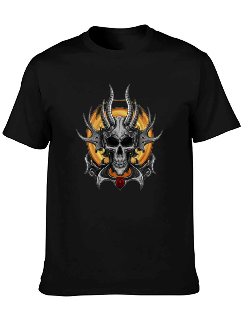 Skull Horned Graphic Tee - Mens Black T-Shirt