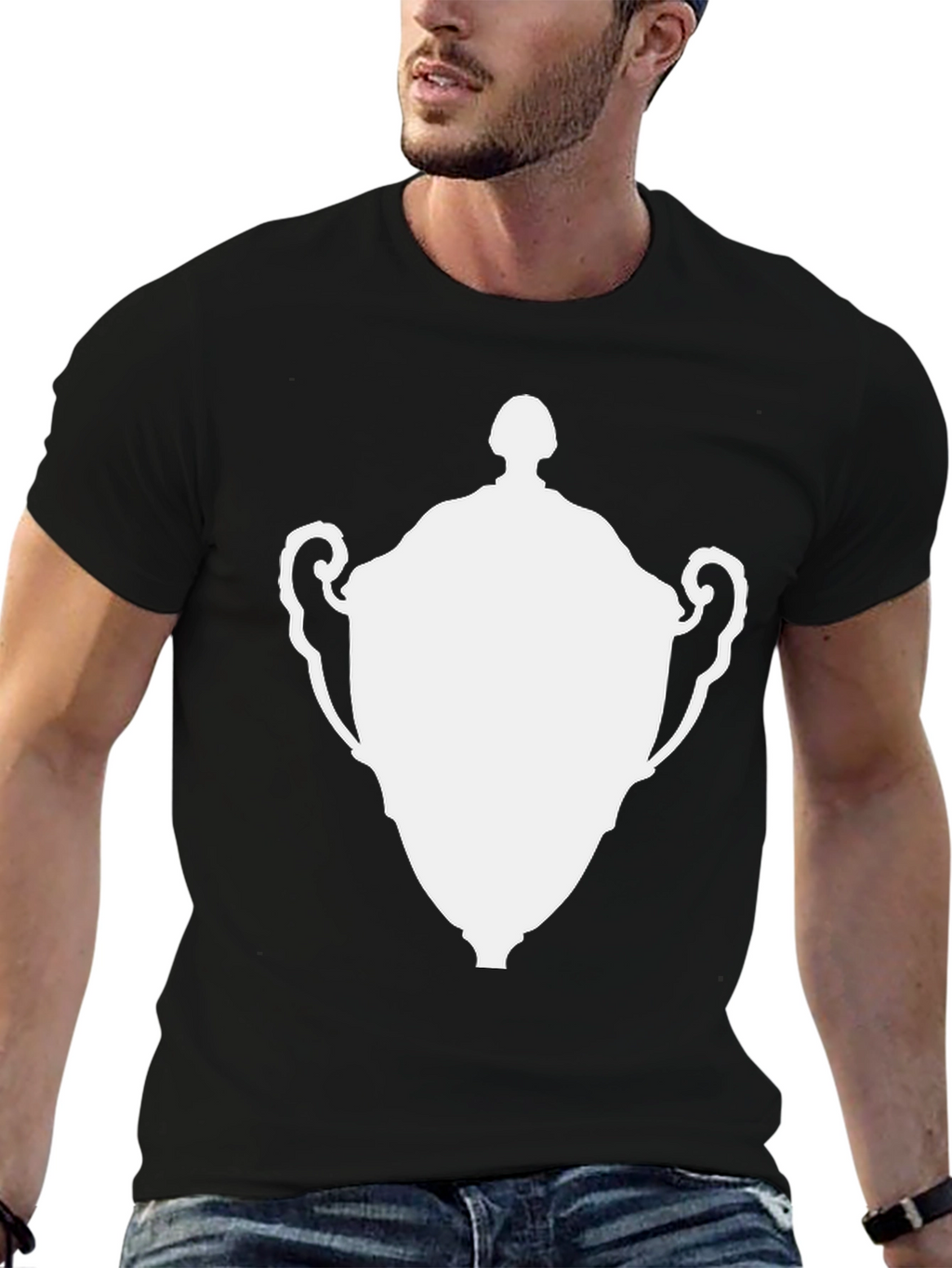 Graphic Tee - White Trophy Design Classic Black T-Shirt