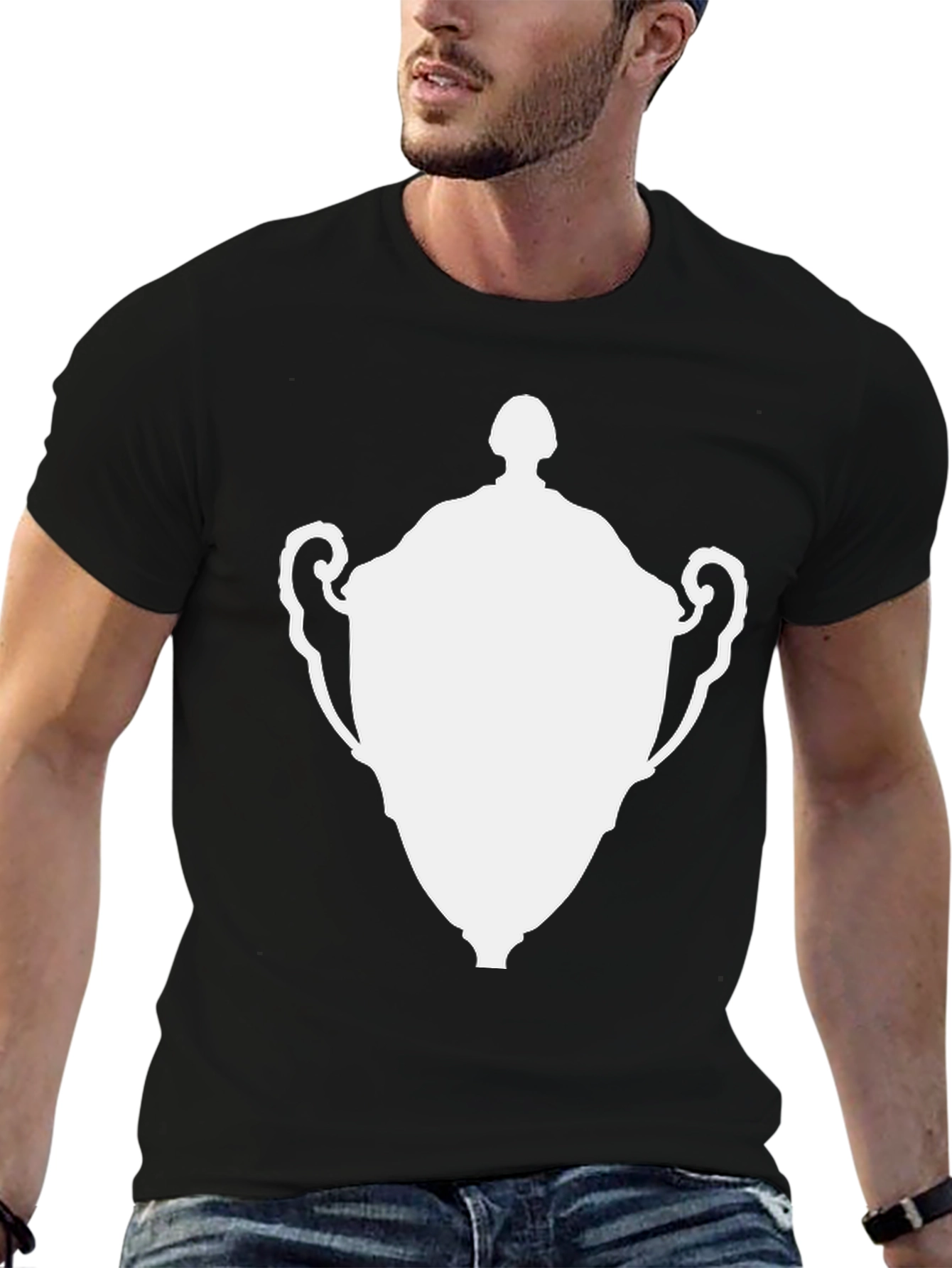 Graphic Tee - White Trophy Design Classic Black T-Shirt