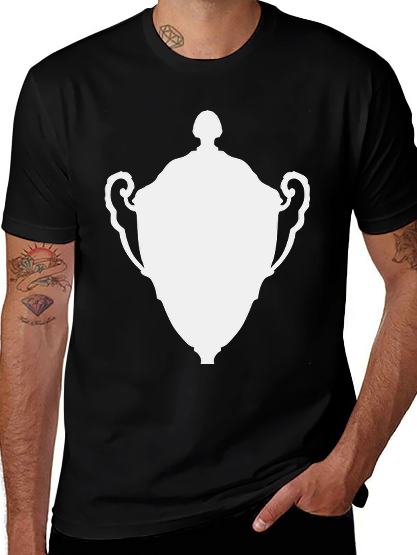 Graphic Tee - White Trophy Design Classic Black T-Shirt