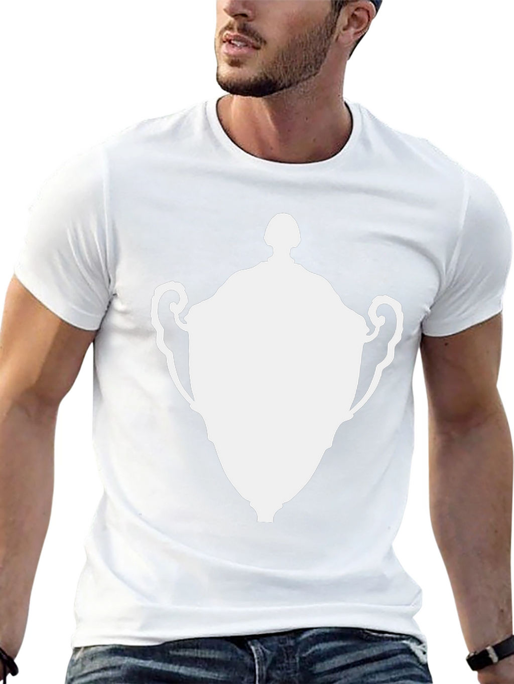 Graphic Tee - White Trophy Design Classic Black T-Shirt