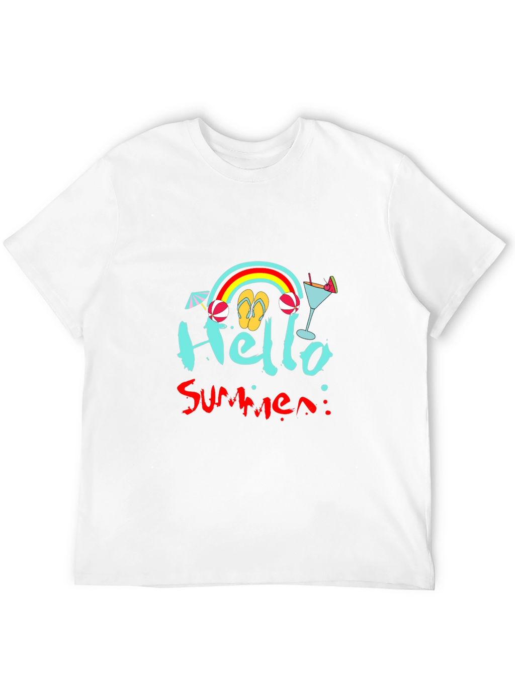 Hello Summer Black T-Shirt - Beach Vibes