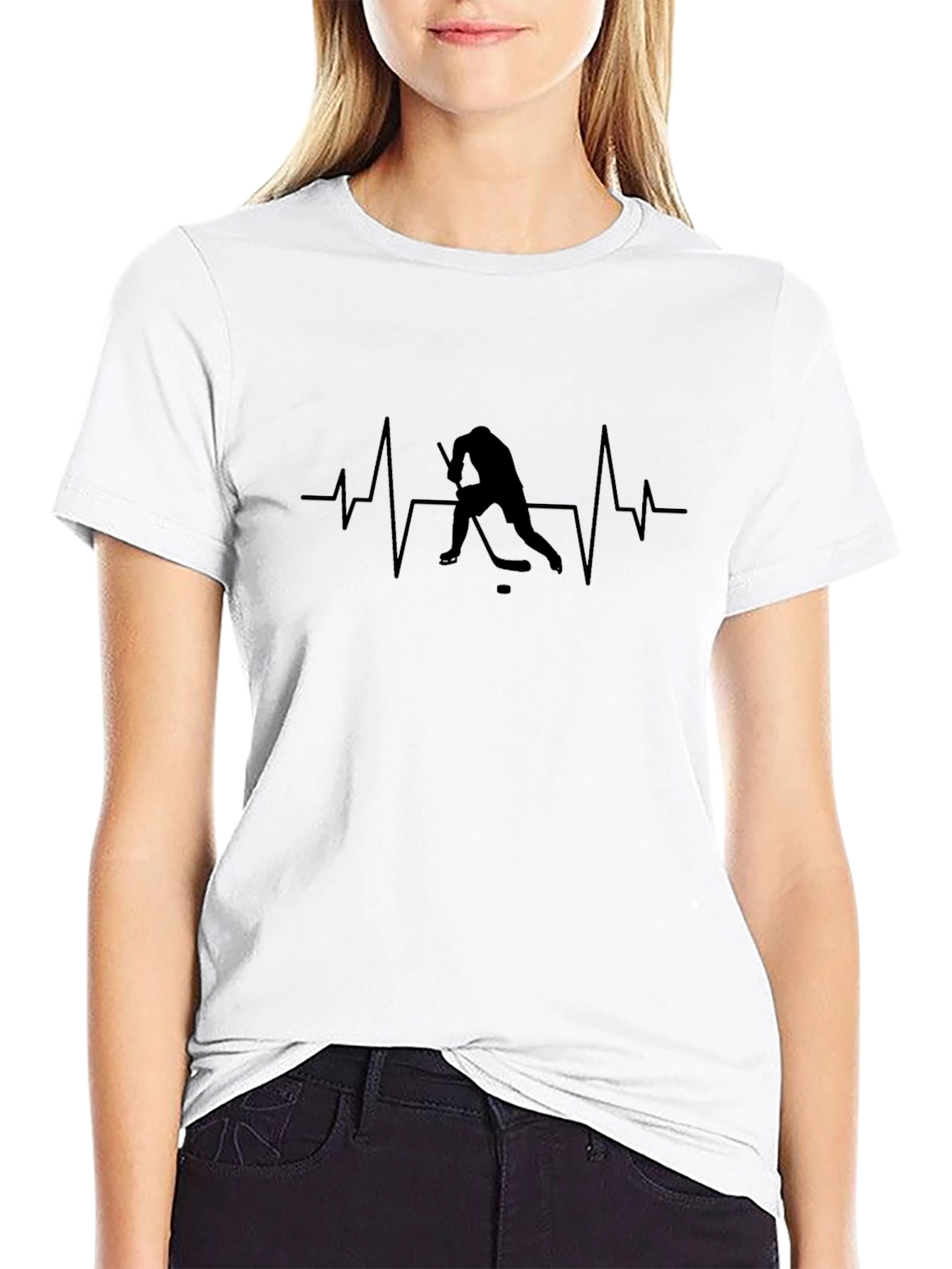 Hockey Heartbeat Black T-Shirt