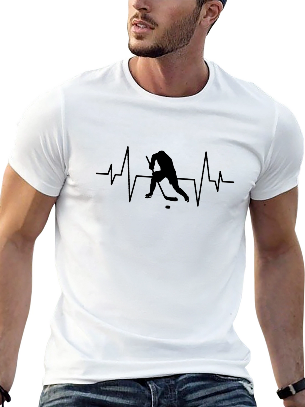 Hockey Heartbeat Black T-Shirt