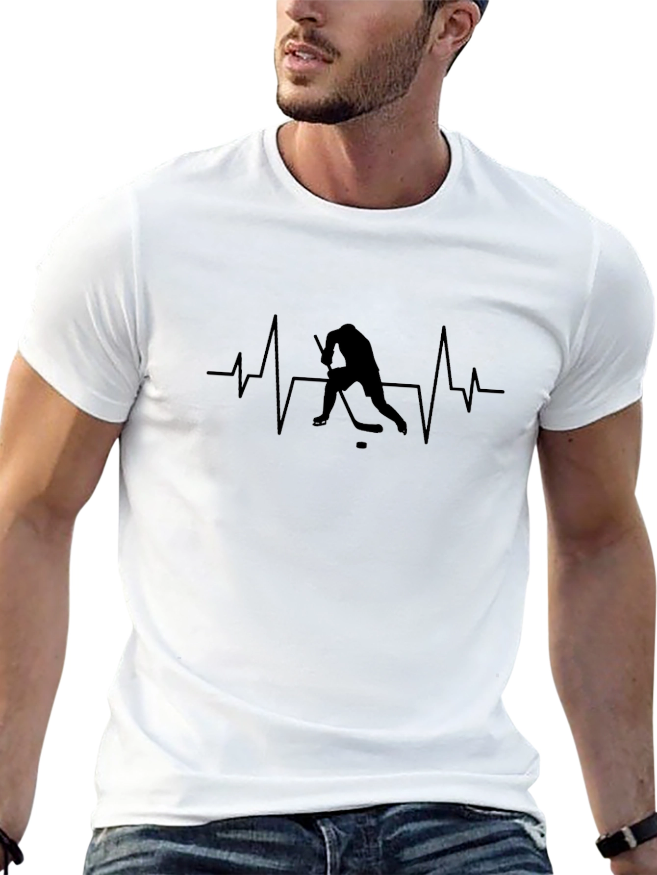 Hockey Heartbeat Black T-Shirt