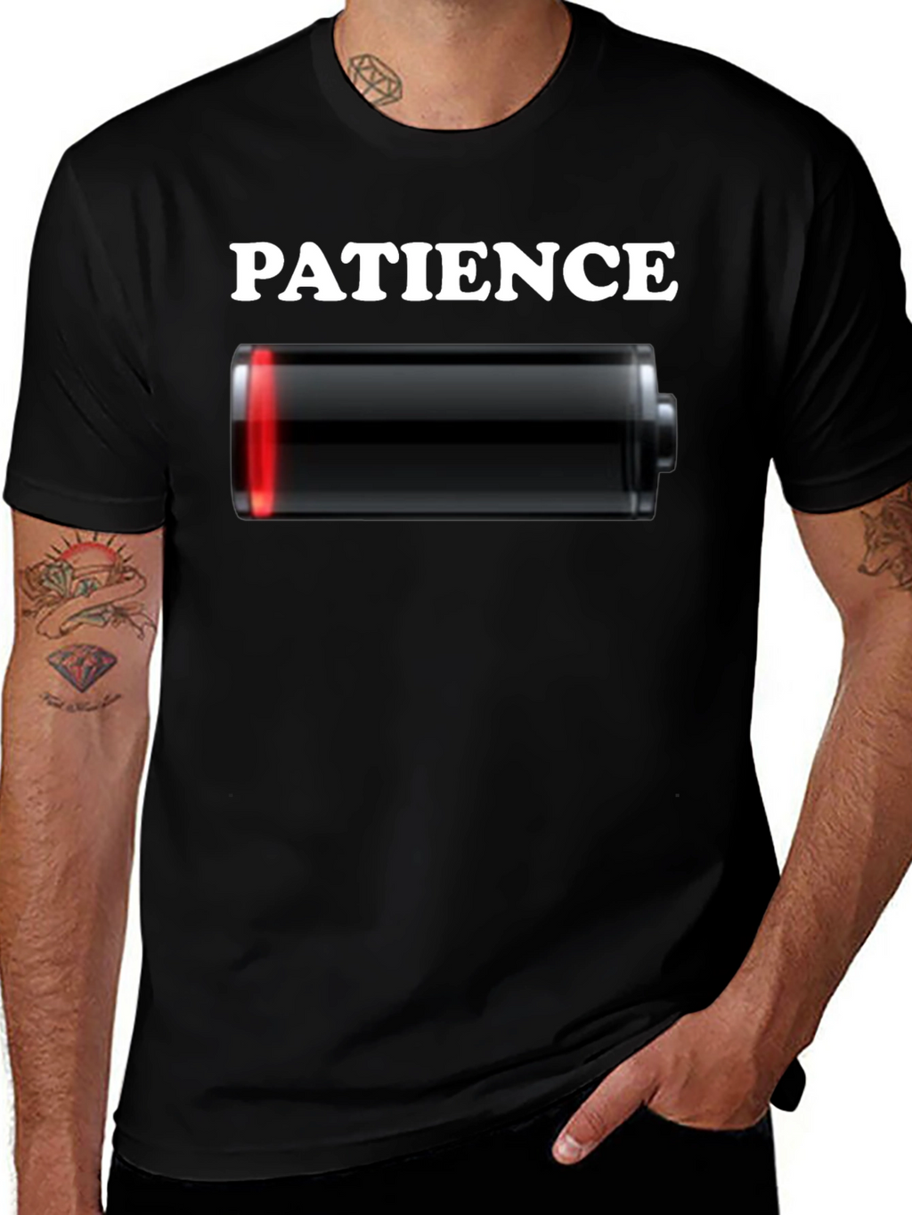 Low Patience Battery T-Shirt - Funny Graphic Tee