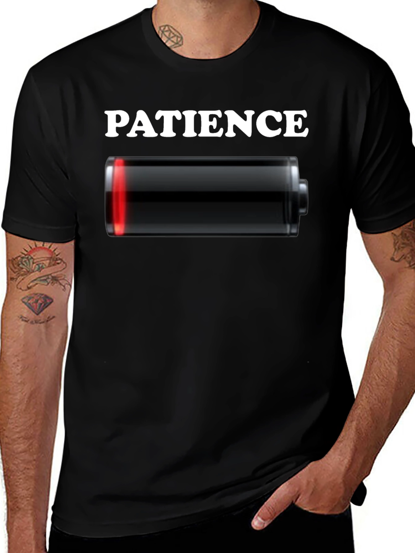 Low Patience Battery T-Shirt - Funny Graphic Tee