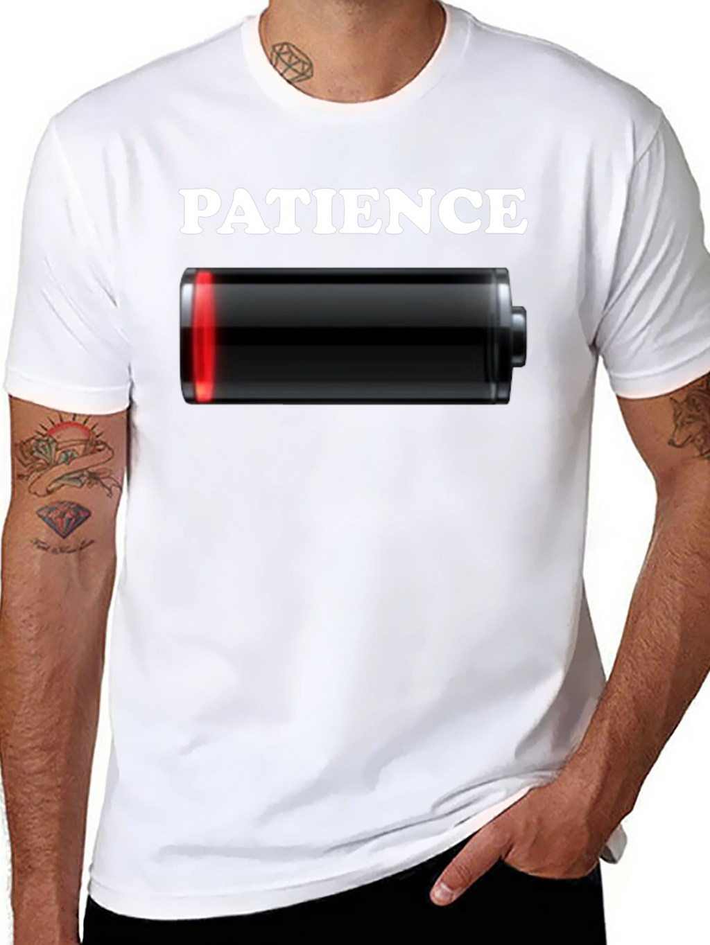 Low Patience Battery T-Shirt - Funny Graphic Tee