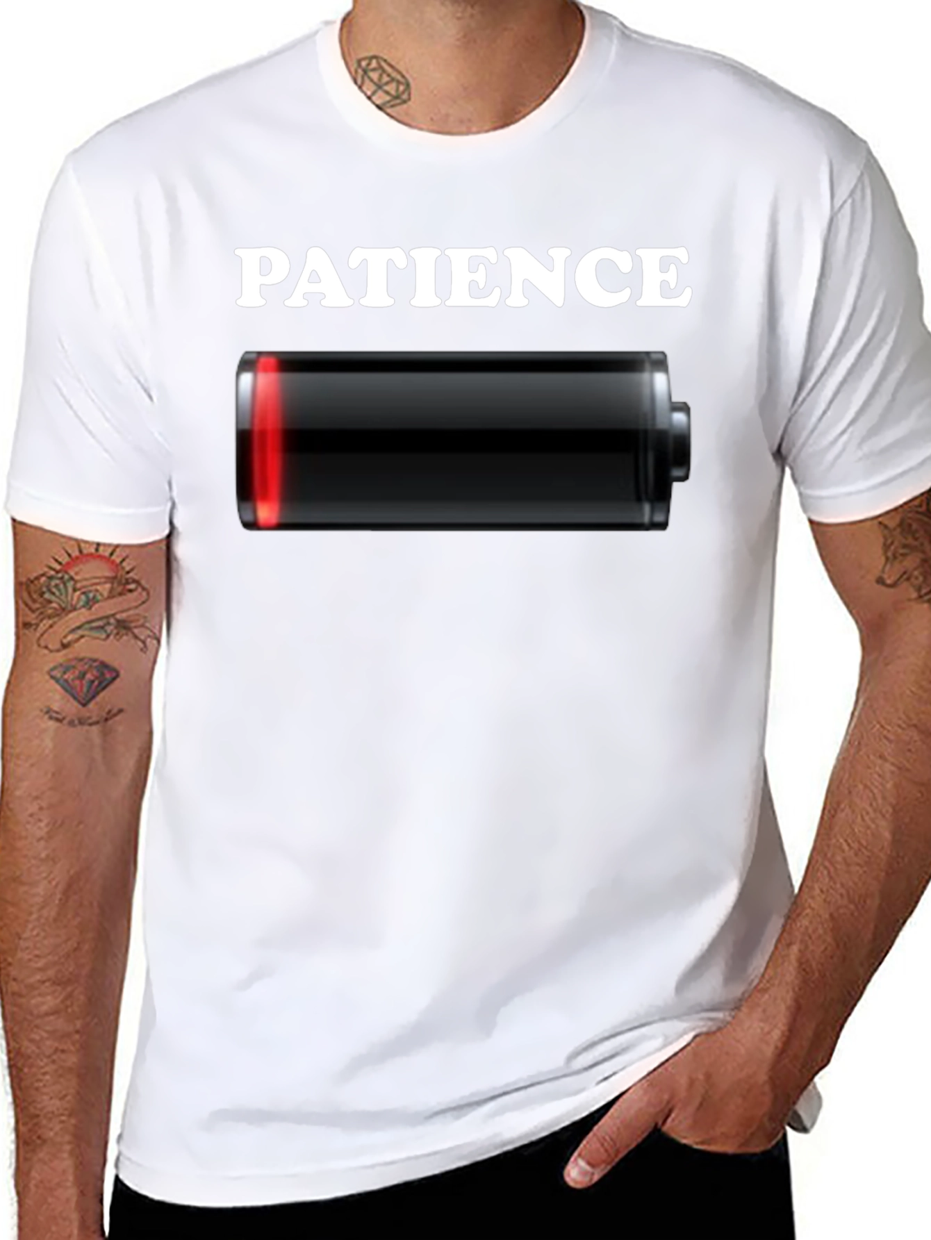 Low Patience Battery T-Shirt - Funny Graphic Tee