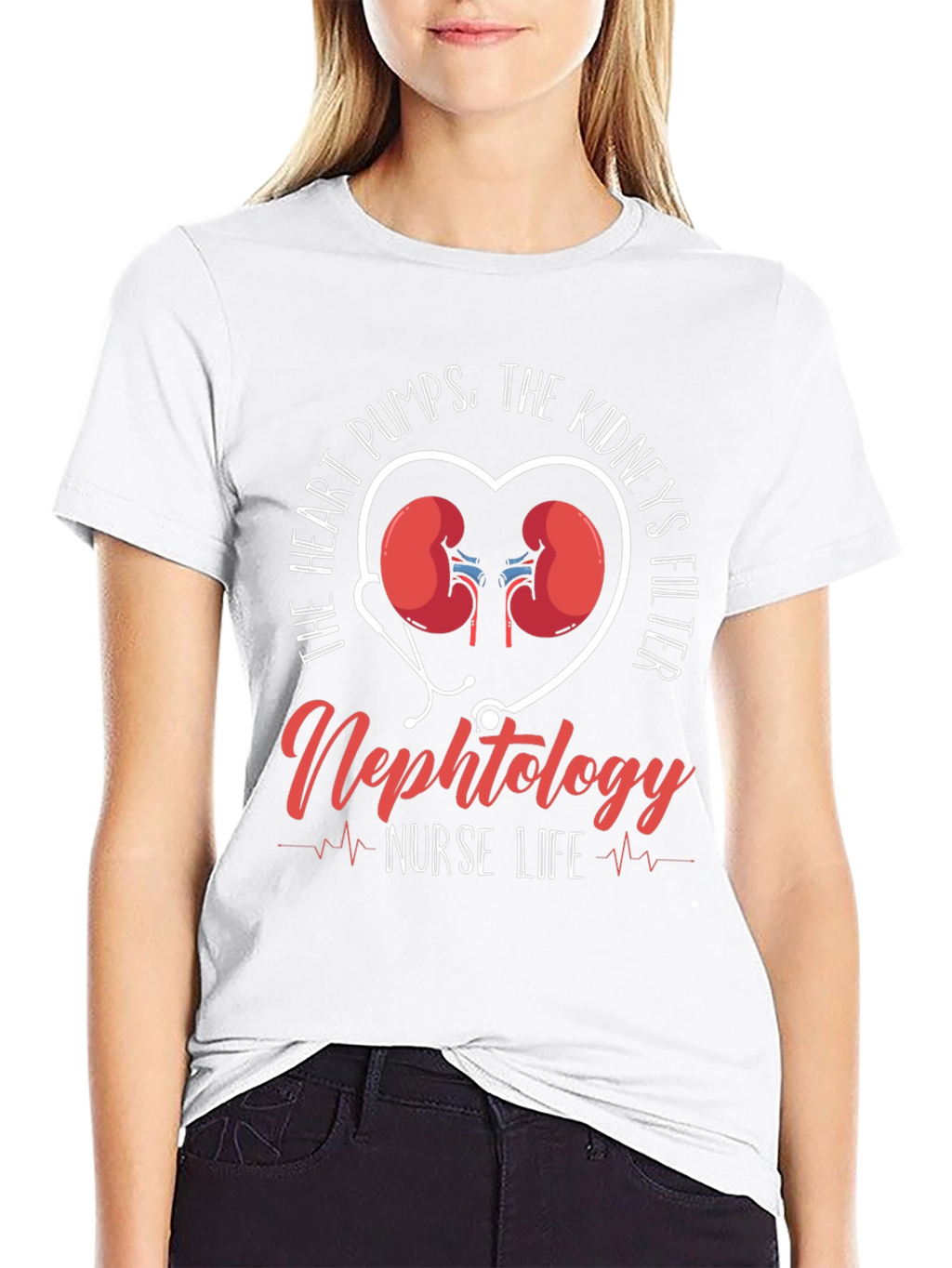 Nephrology Nurse Life T-Shirt - Heart & Kidney Design