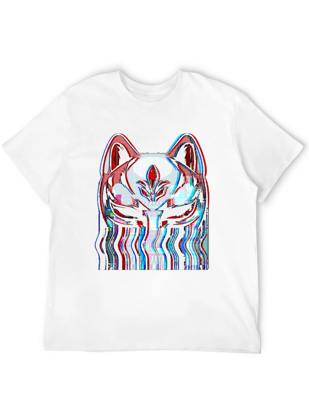 Glitch Fox Mask Graphic Tee - Black