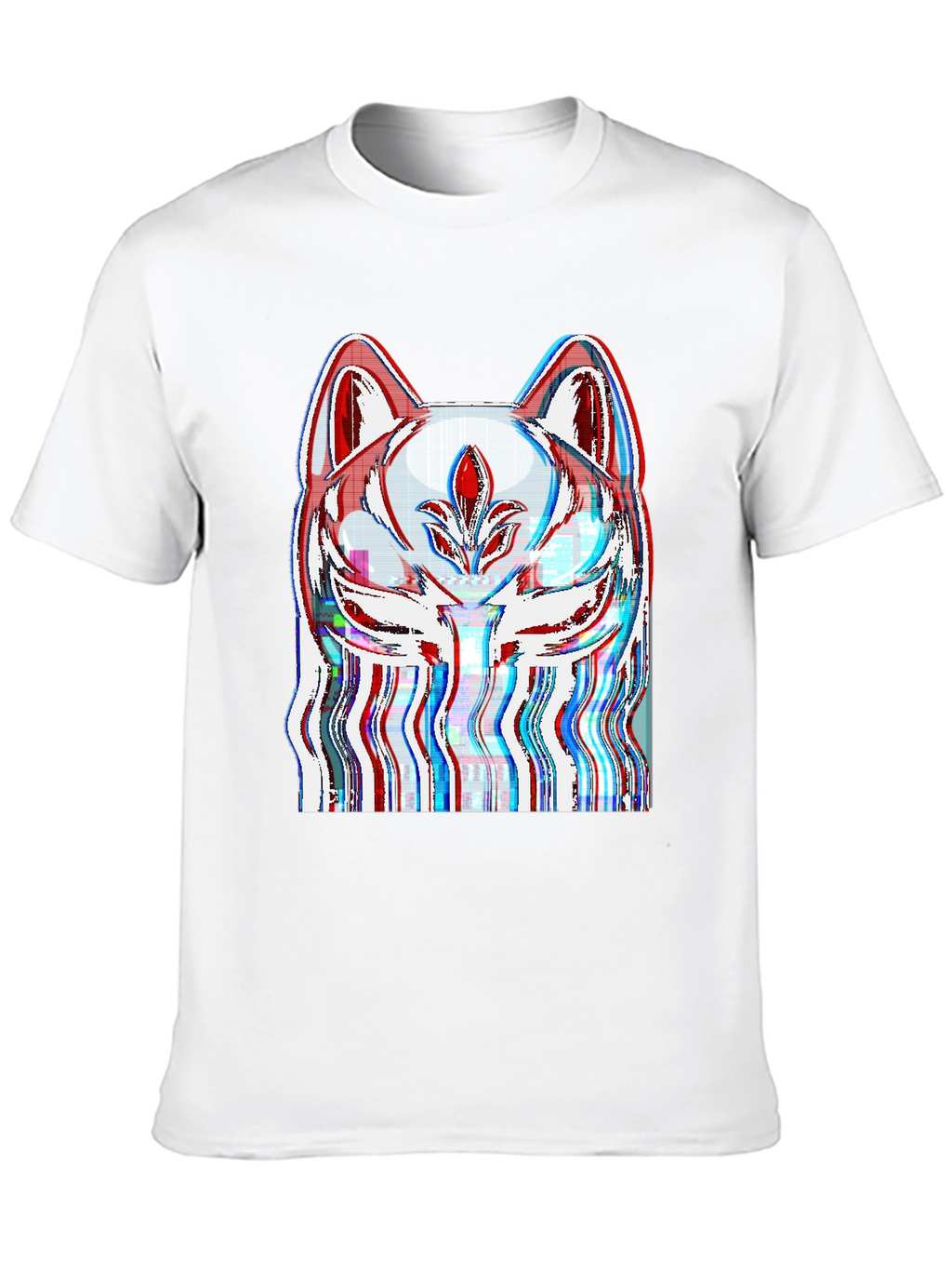 Glitch Fox Mask Graphic Tee - Black