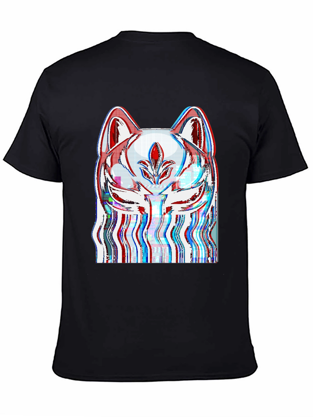 Glitch Fox Mask Graphic Tee - Black