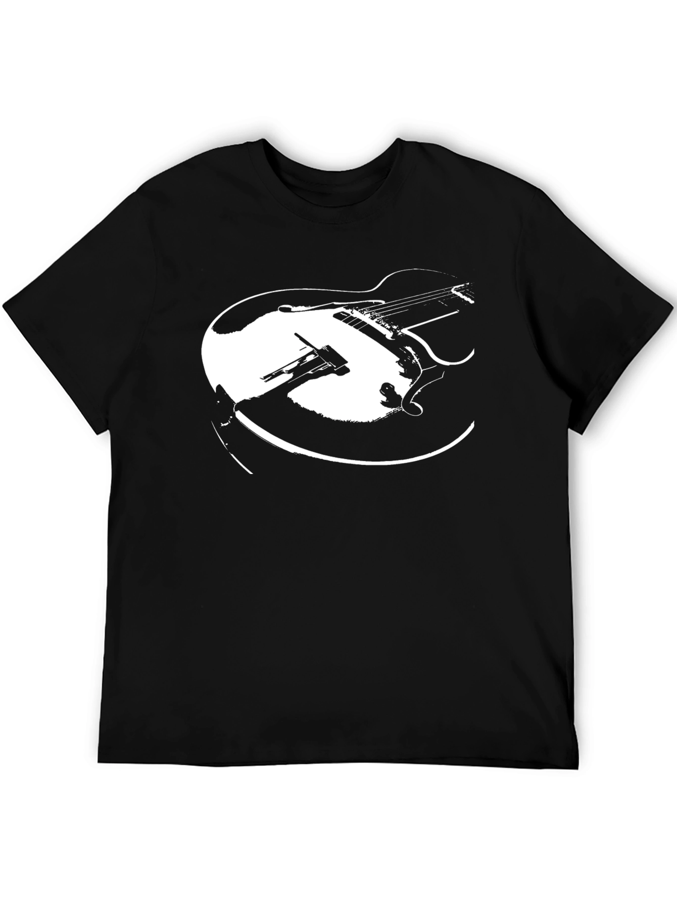 Black Guitar Graphic Tee - Retro Style