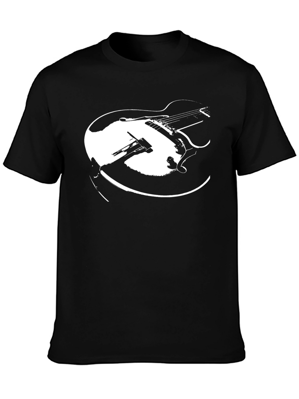 Black Guitar Graphic Tee - Retro Style