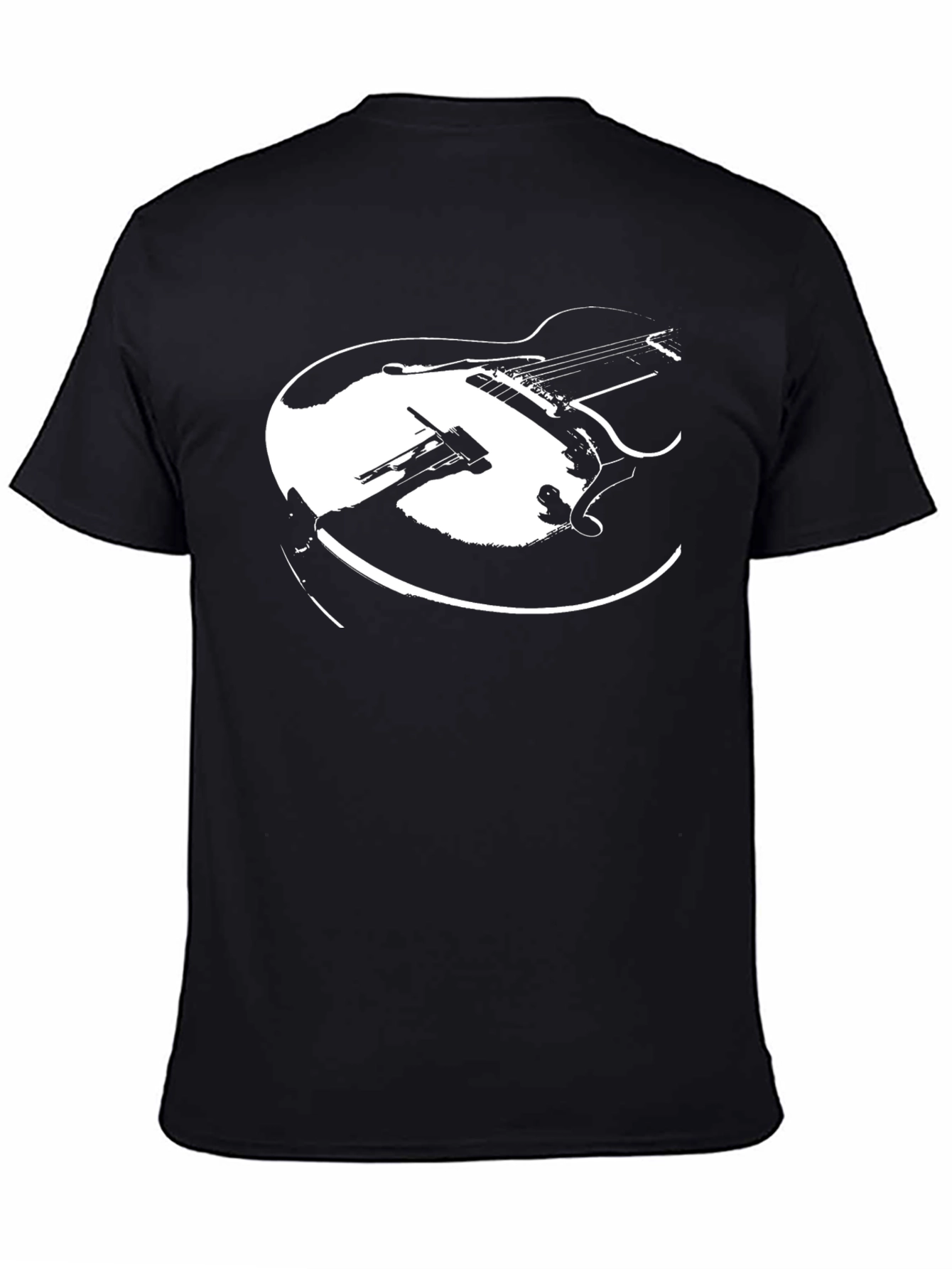 Black Guitar Graphic Tee - Retro Style