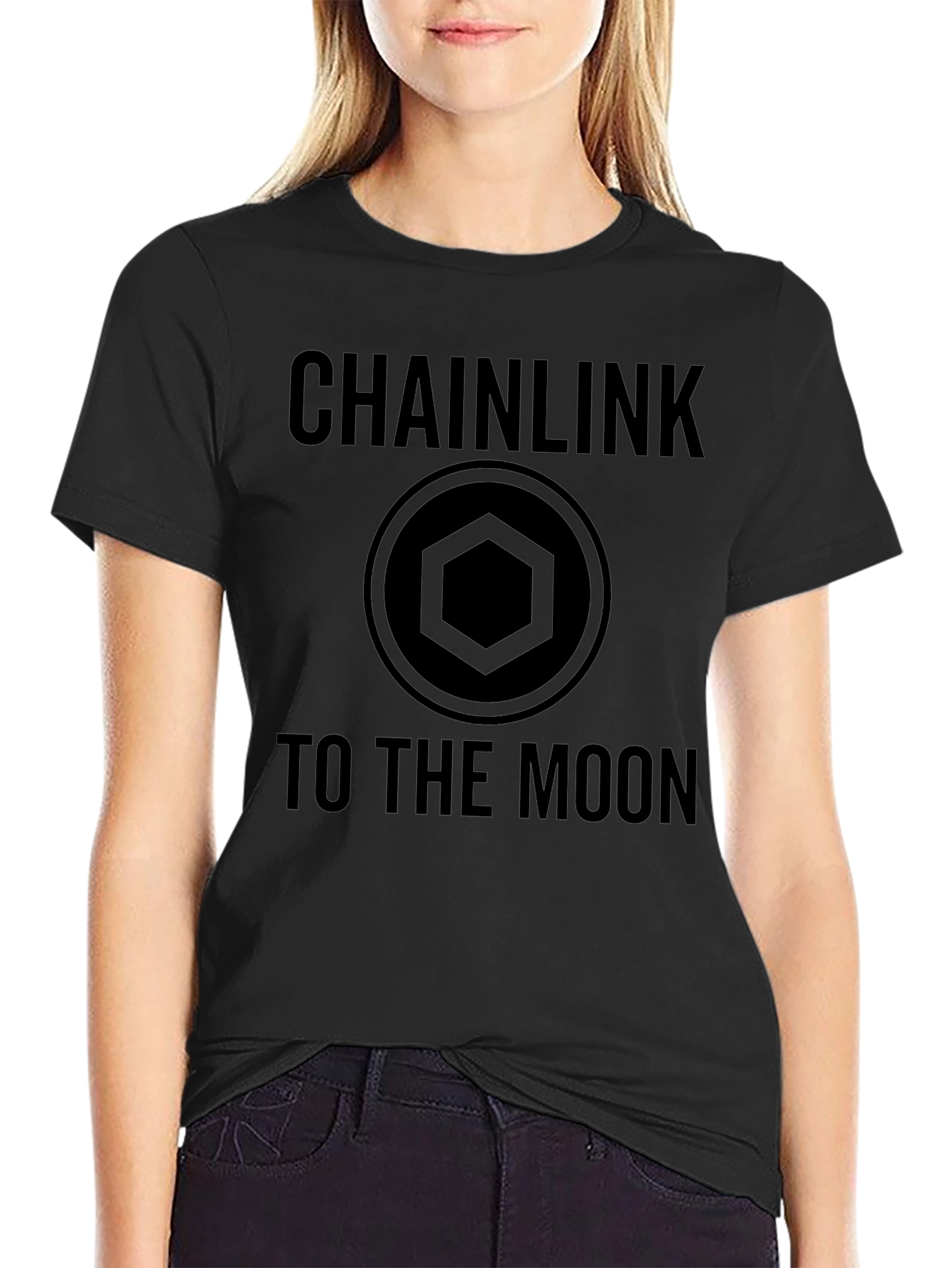 Chainlink To The Moon Black T-Shirt Crypto HODL
