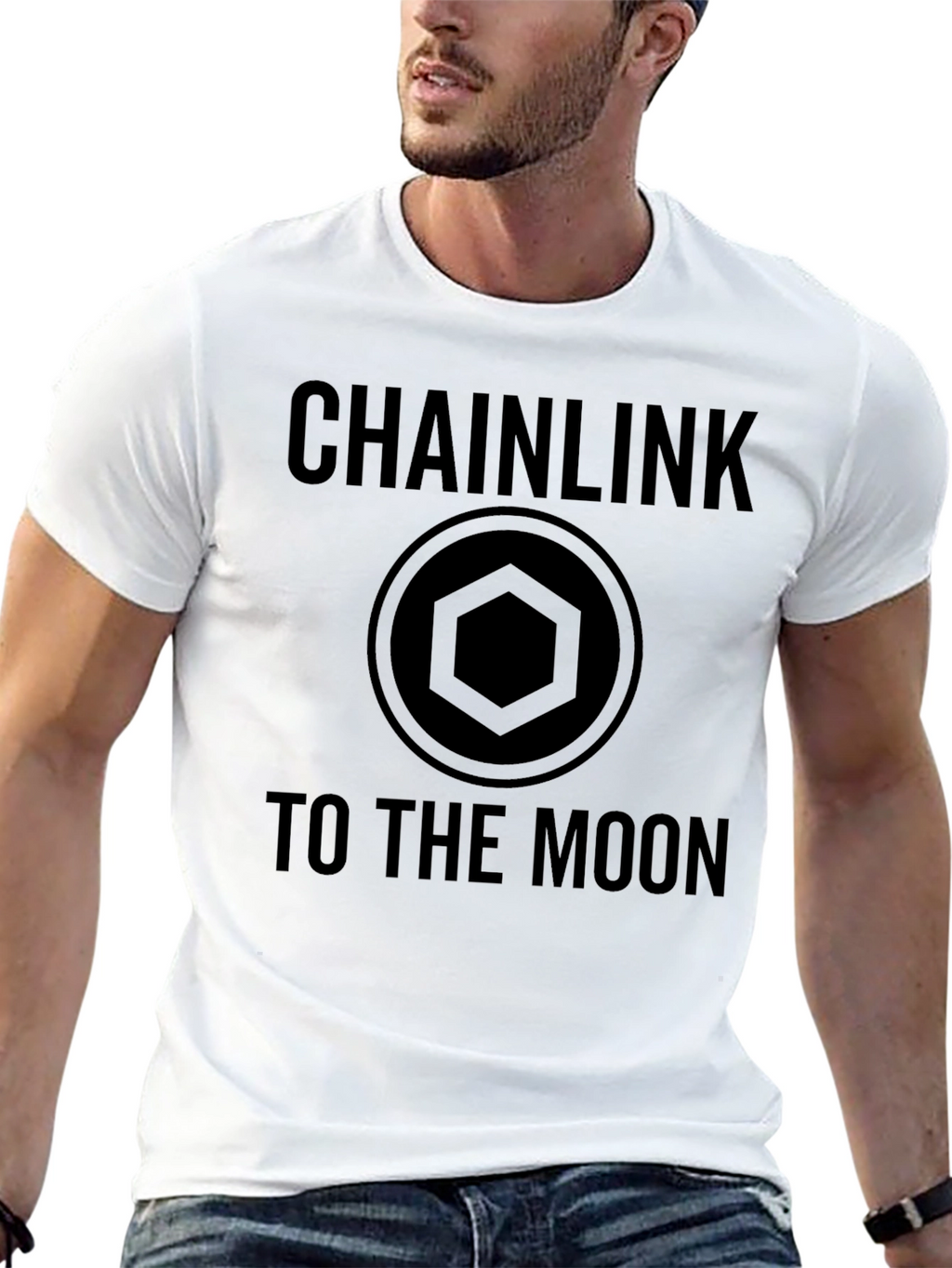 Chainlink To The Moon Black T-Shirt Crypto HODL