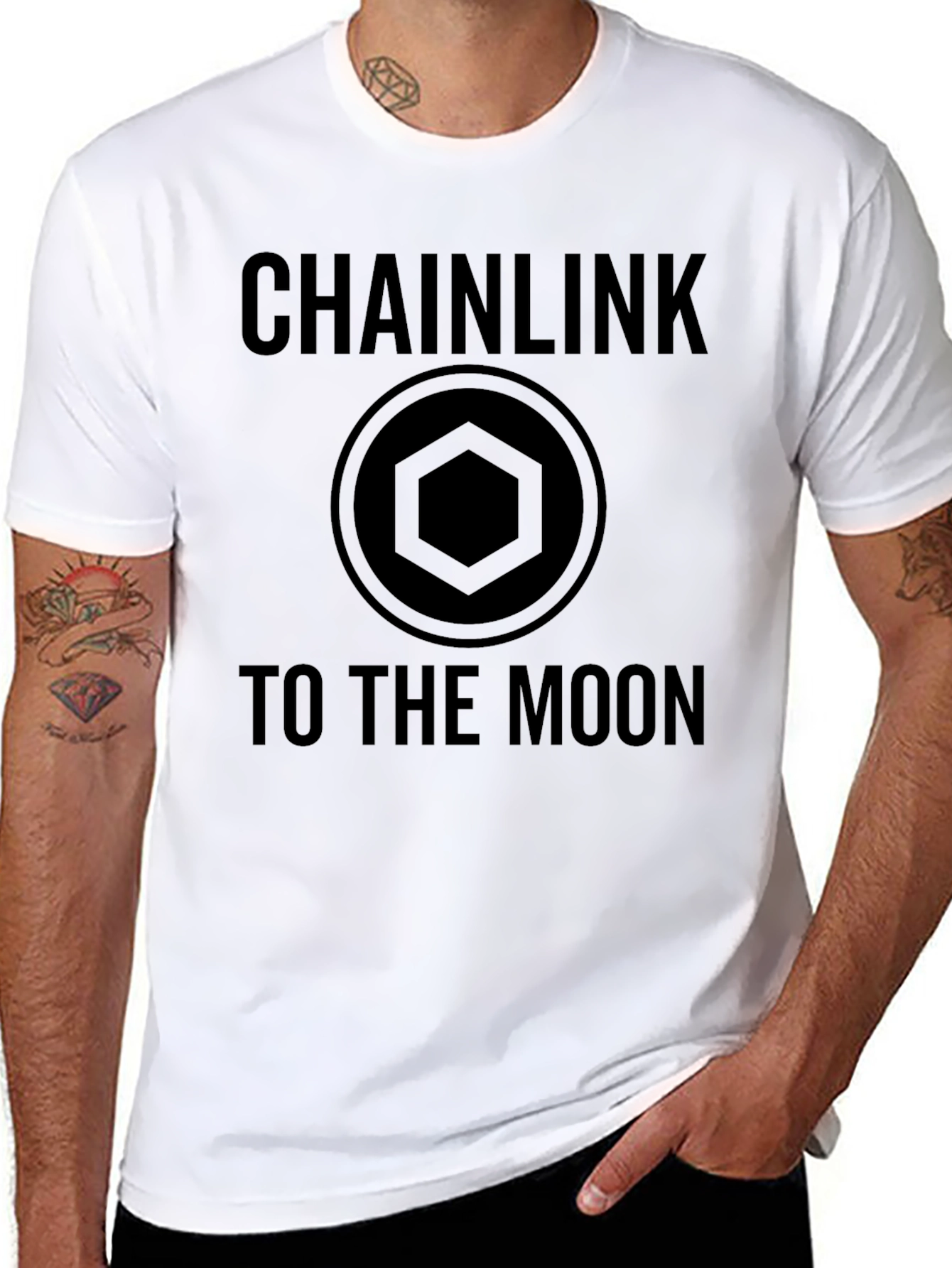 Chainlink To The Moon Black T-Shirt Crypto HODL