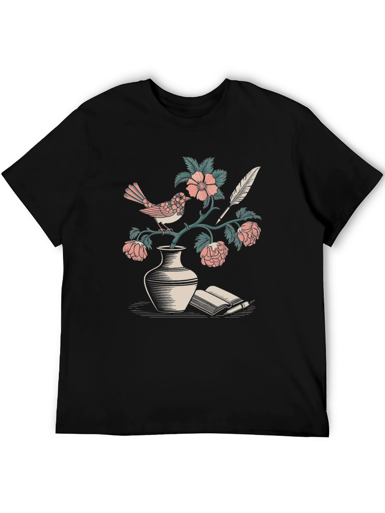 Bird & Book Graphic Tee - Literary Style Comfort
