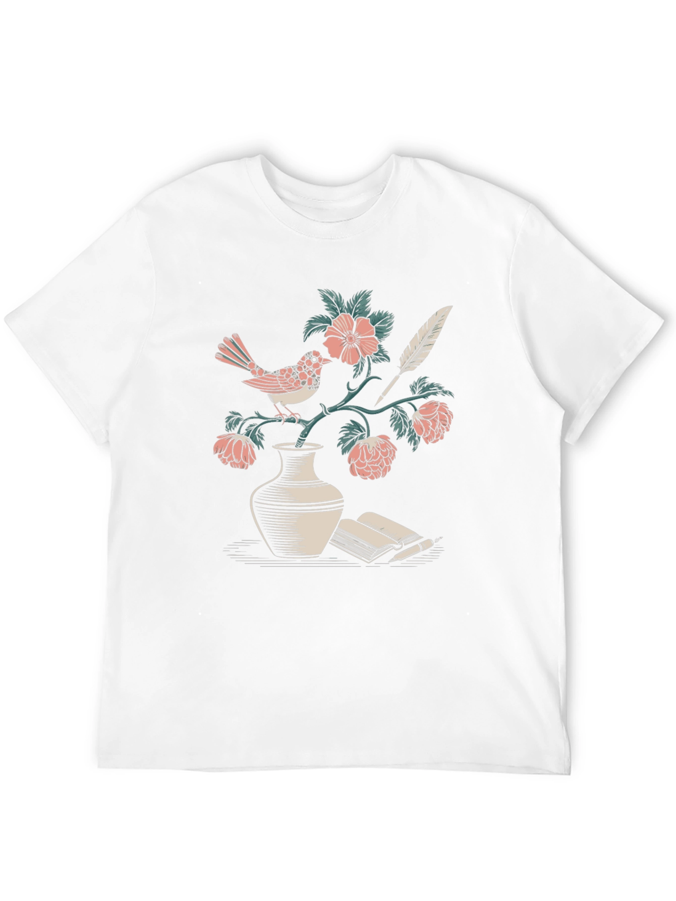 Bird & Book Graphic Tee - Literary Style Comfort