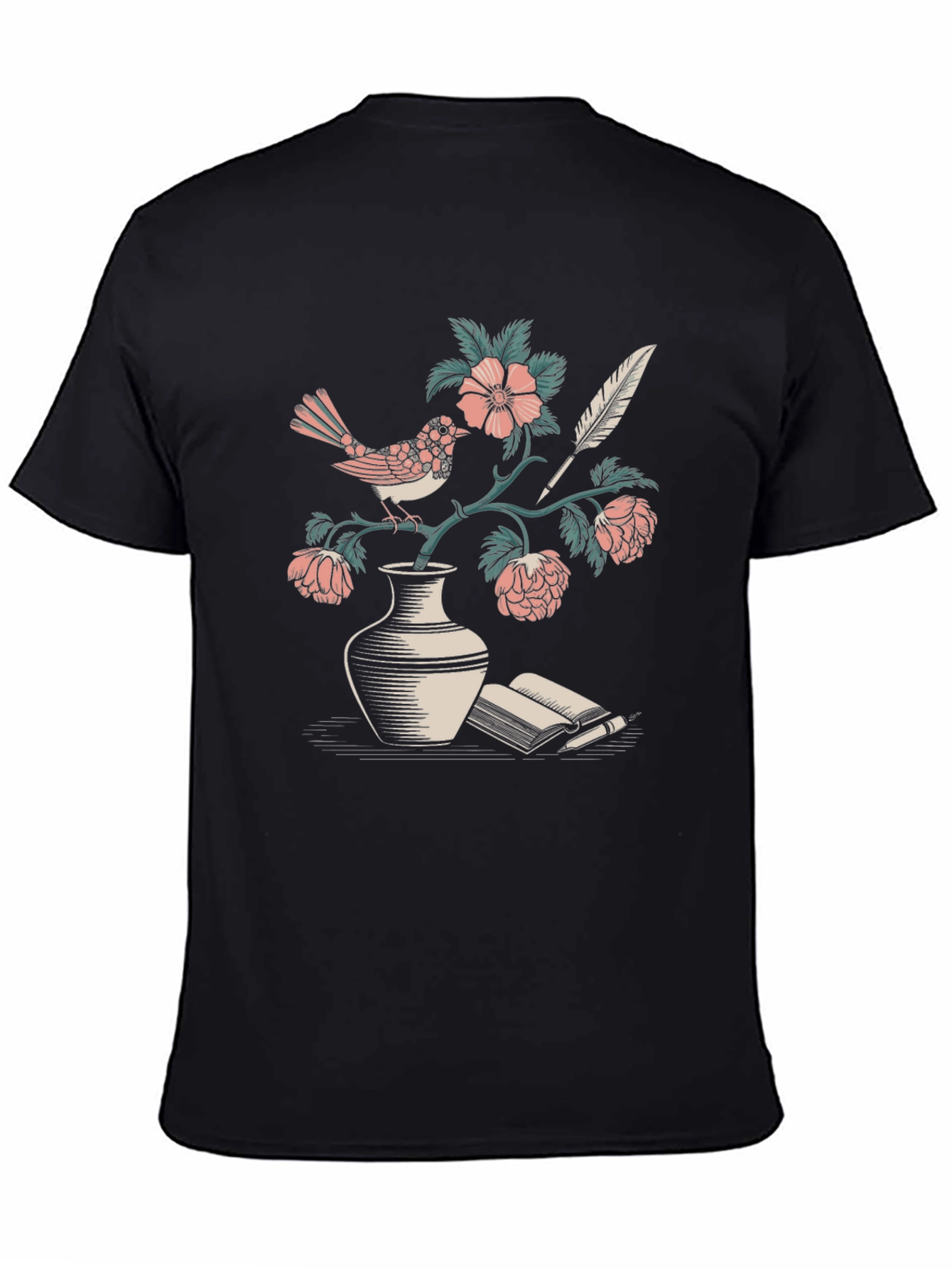 Bird & Book Graphic Tee - Literary Style Comfort