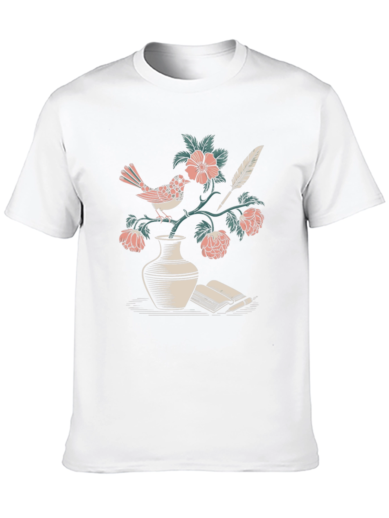 Bird & Book Graphic Tee - Literary Style Comfort