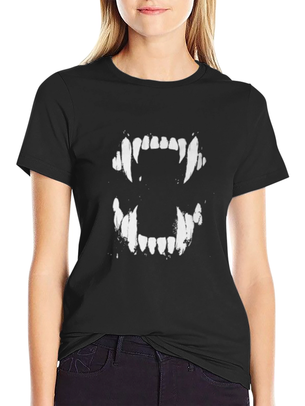 Mens Black Fang Teeth Graphic Tee
