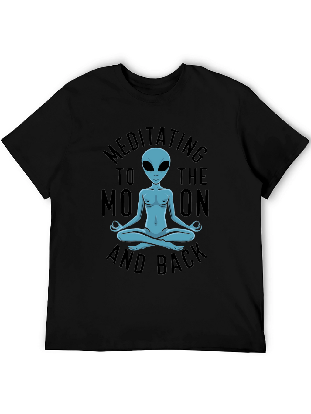 Meditating Alien T-Shirt - Black Cotton Blend