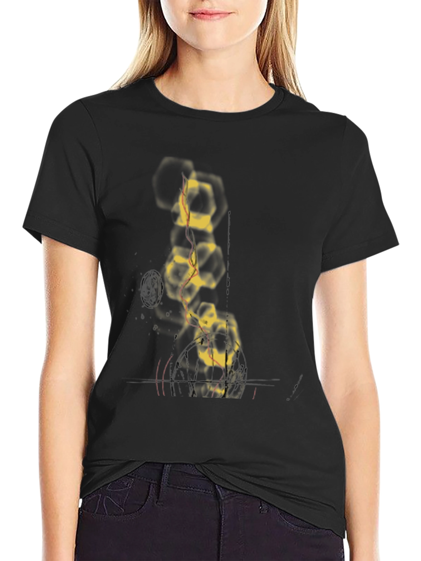 Abstract Molecule Graphic Tee - Black Cotton Comfort