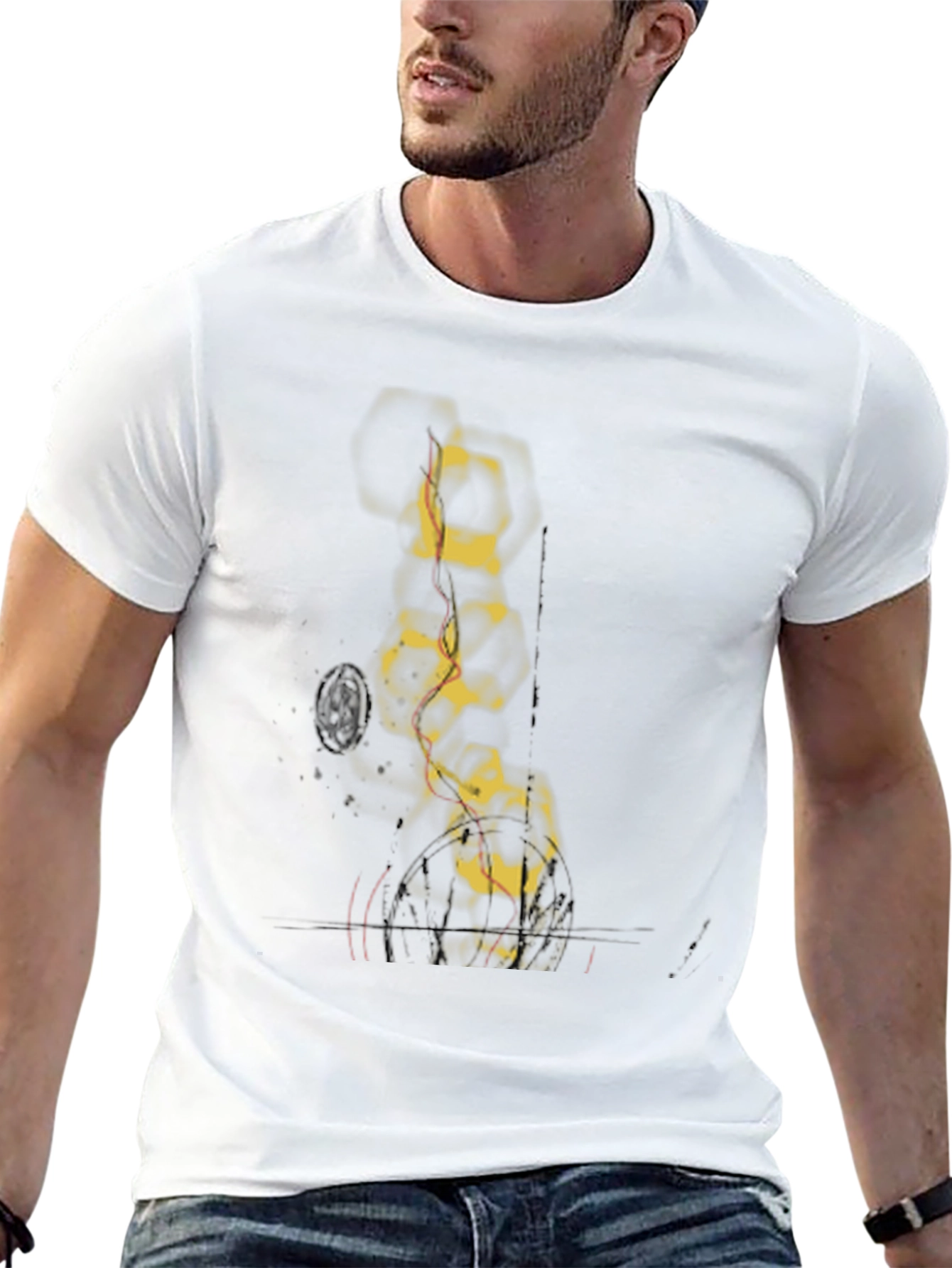 Abstract Molecule Graphic Tee - Black Cotton Comfort