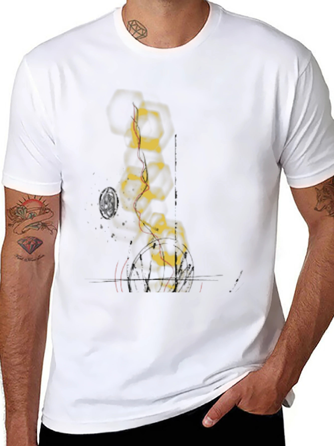 Abstract Molecule Graphic Tee - Black Cotton Comfort